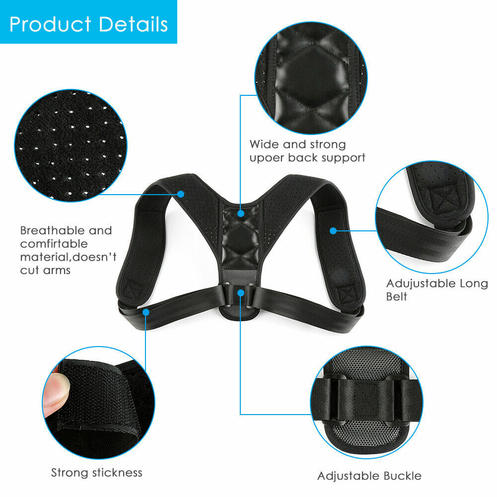 Posture Corrector Adjustable Back Support Belt Spine Back Shoulder Brace Strap