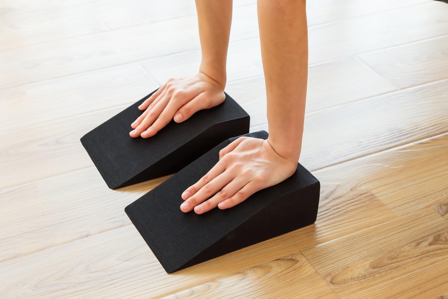 StrongTek Yoga Foam Wedge Blocks (Pair) One Size, 6"-Standard (BLACK)