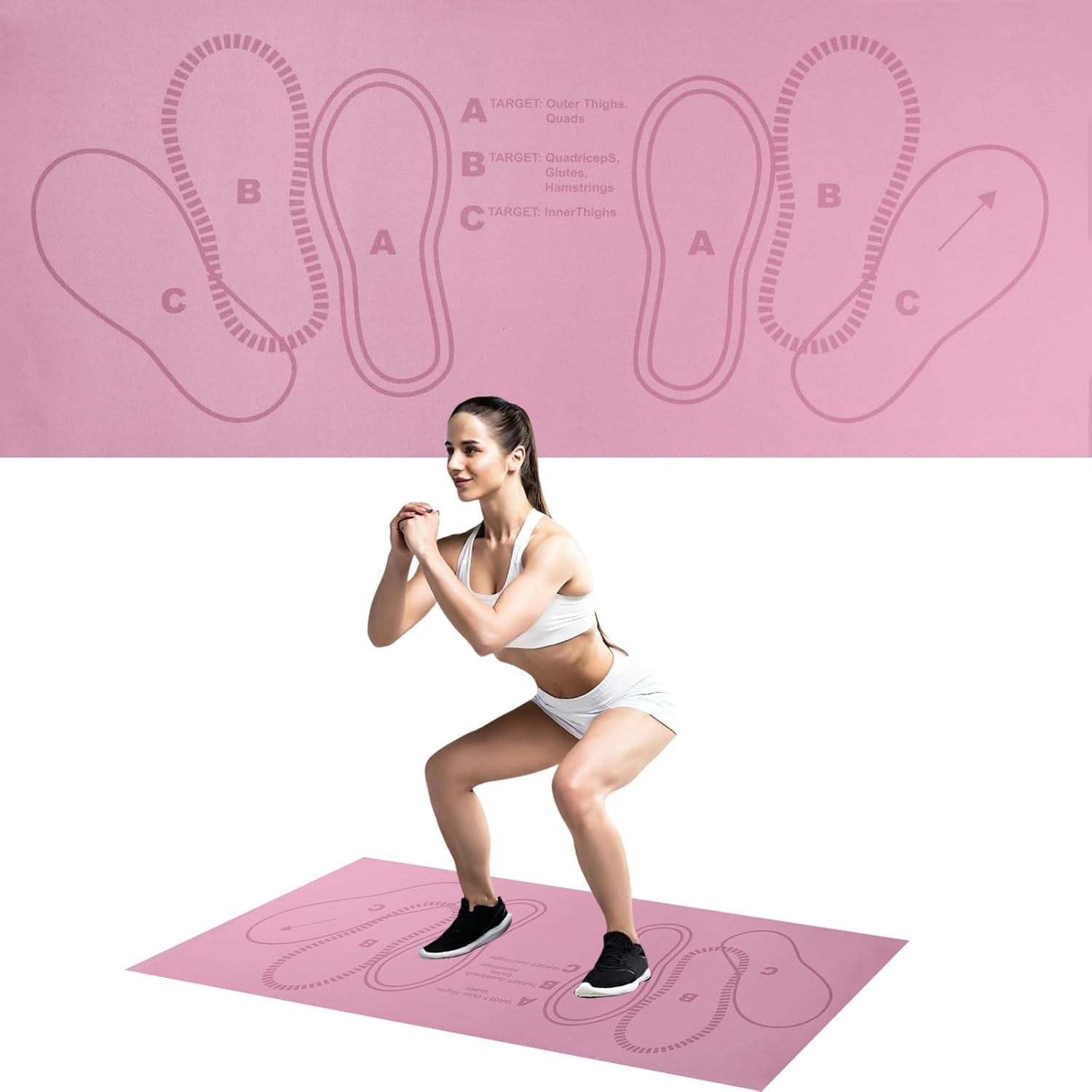 Squat Mat with Foot Position,Large Squat Target Pad 30 » X 13.8 »,4mm Thickness