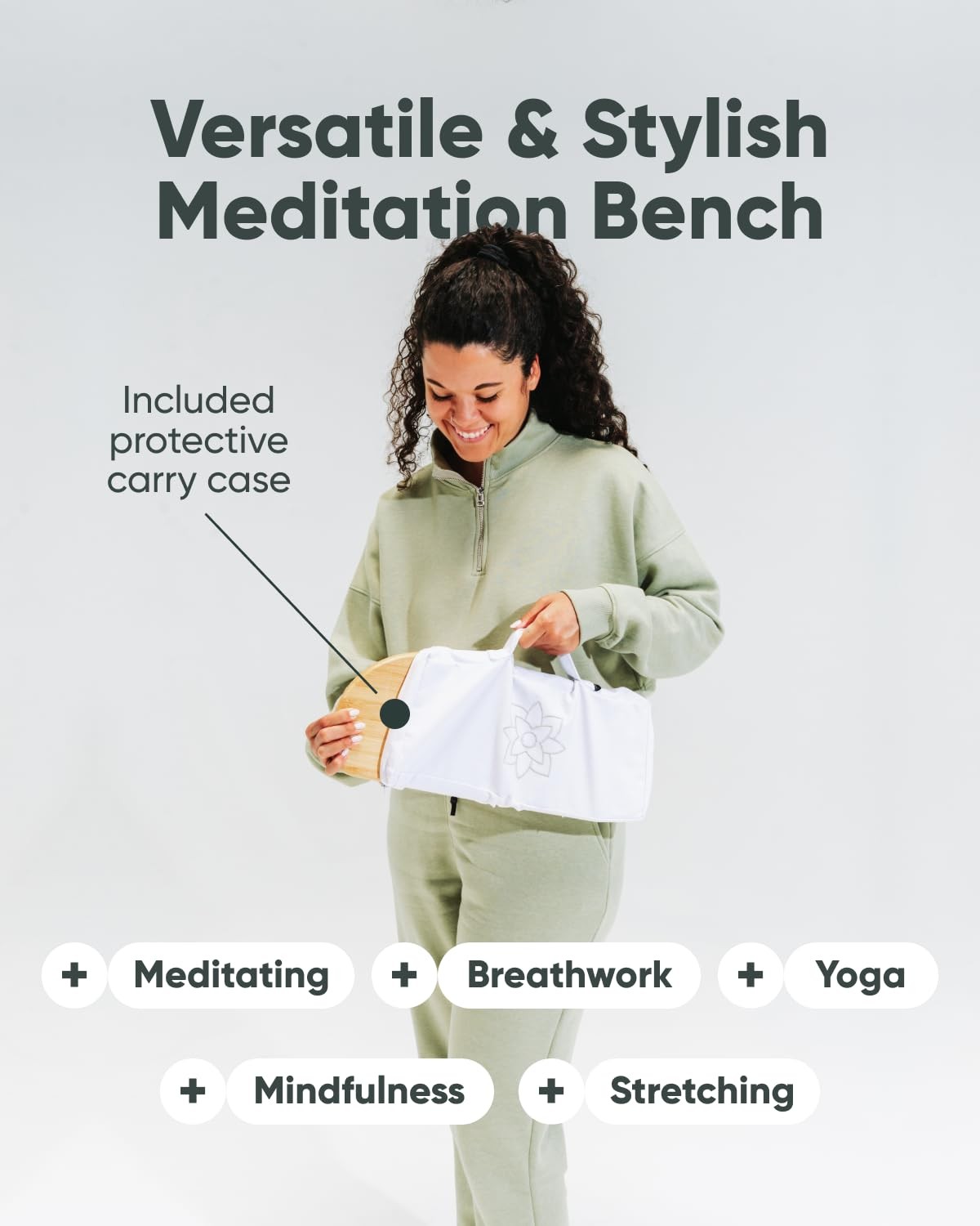Folding Meditation Bench – Kneeling Stool with Locking Magnetic Hinges – Port…