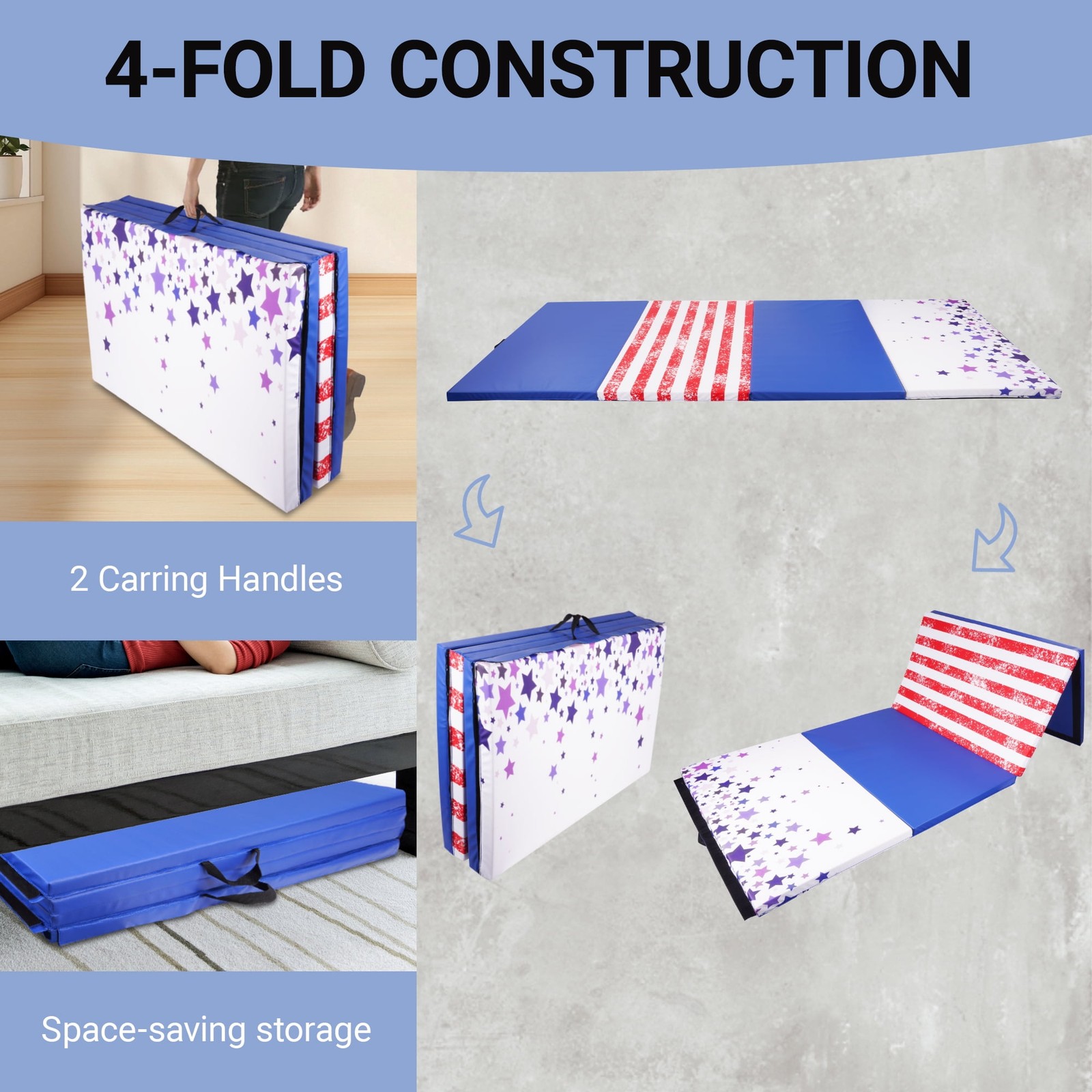 Versatile 4&rsquo;x8&rsquo;x2&Prime; High-Density Gym Mats Extra Thick Anti-Tear Easy-Clean