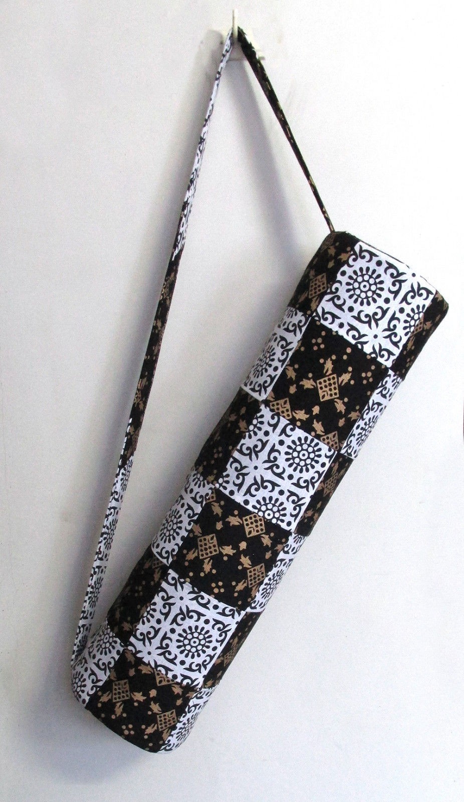 Indian White Balck Patchwork Yoga Mat Carrier Bag Mandala Large Shoulder Strap