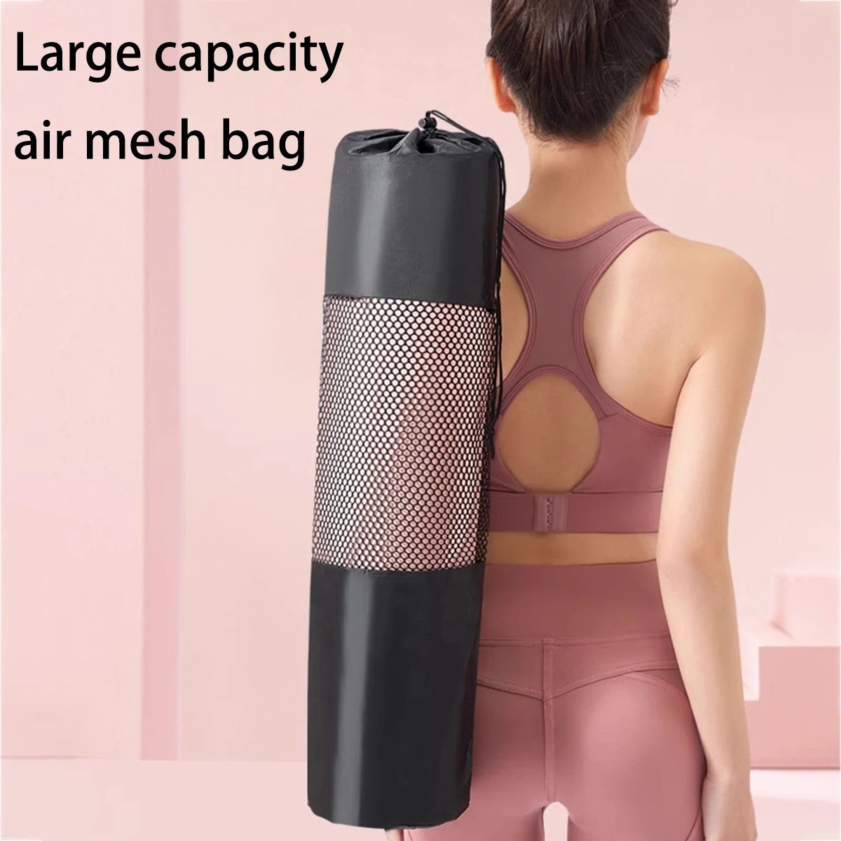 Yoga Mat Storage Bag Mesh Carrier with Shoulder Strap Oxford Fabric