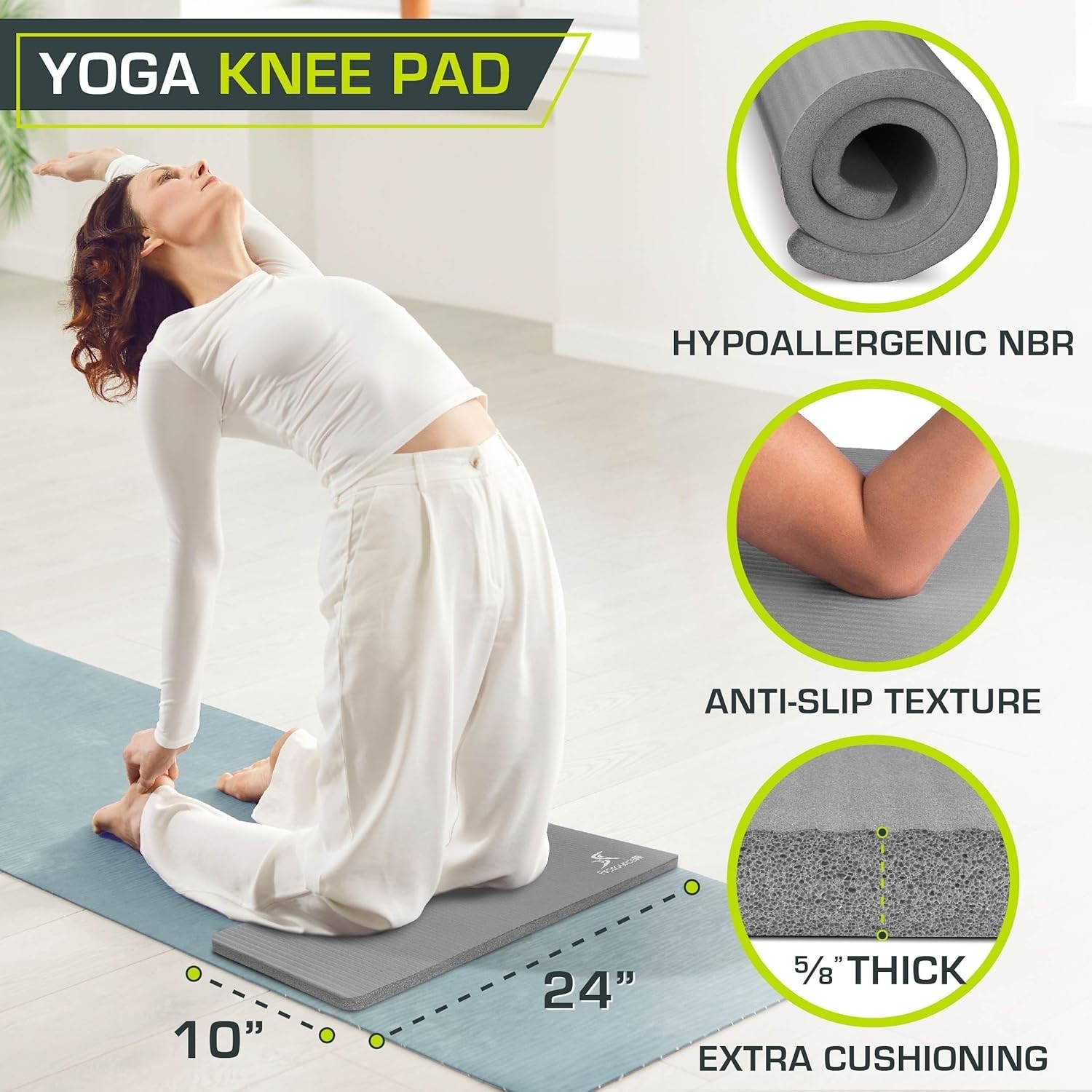 Extra Thick Yoga Knee Pad & Elbow Cushion 15mm for Comfort in Workouts