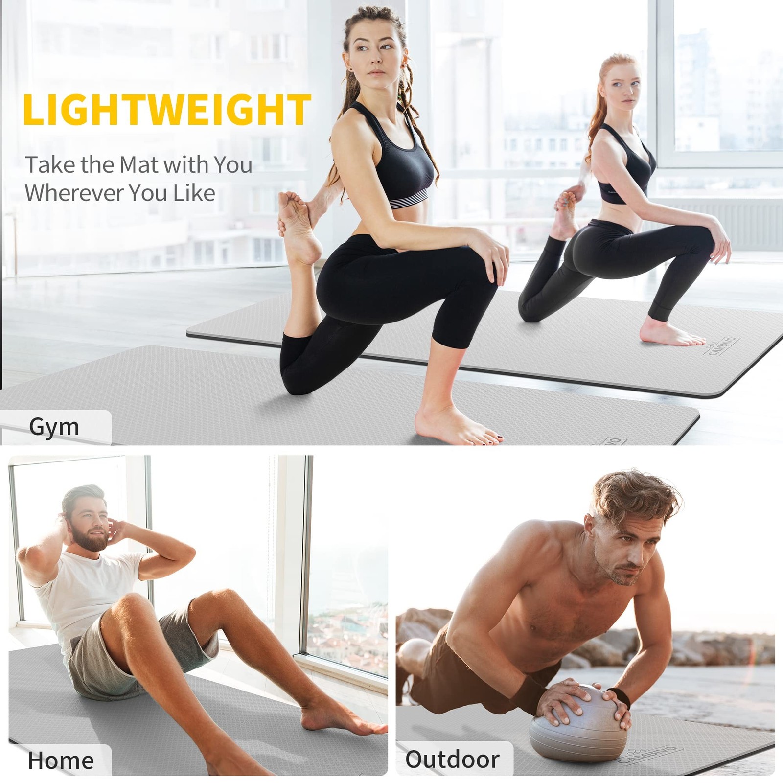 CAMBIVO Extra Wide Yoga Mat for Women and Men (72&Prime;x 32&Prime;x 1/4&Prime;), Eco-Friendly …