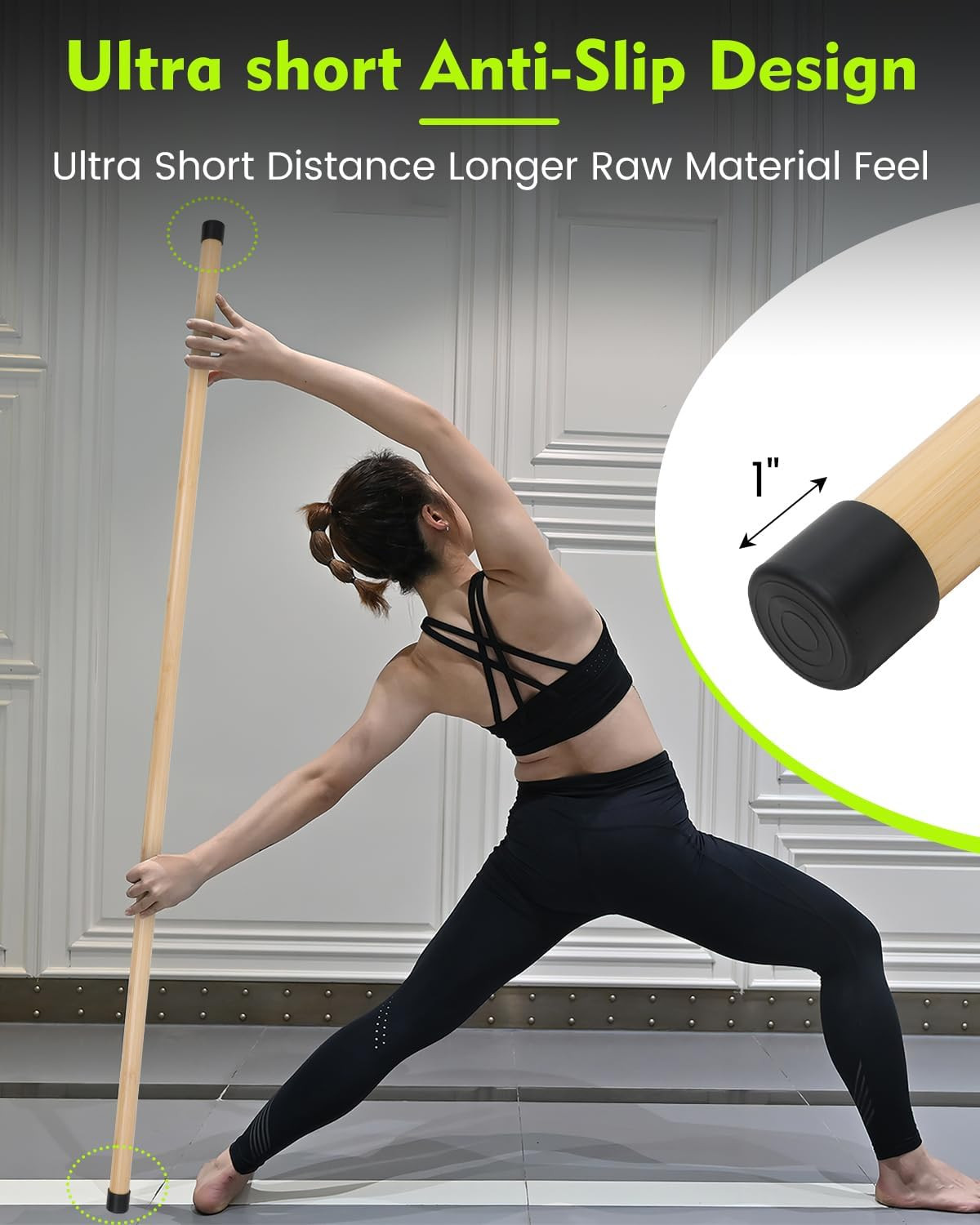 Yoga Stick, 5ft Exercise Stick for Mobility, Stretching Stick with Non-Slip Ends