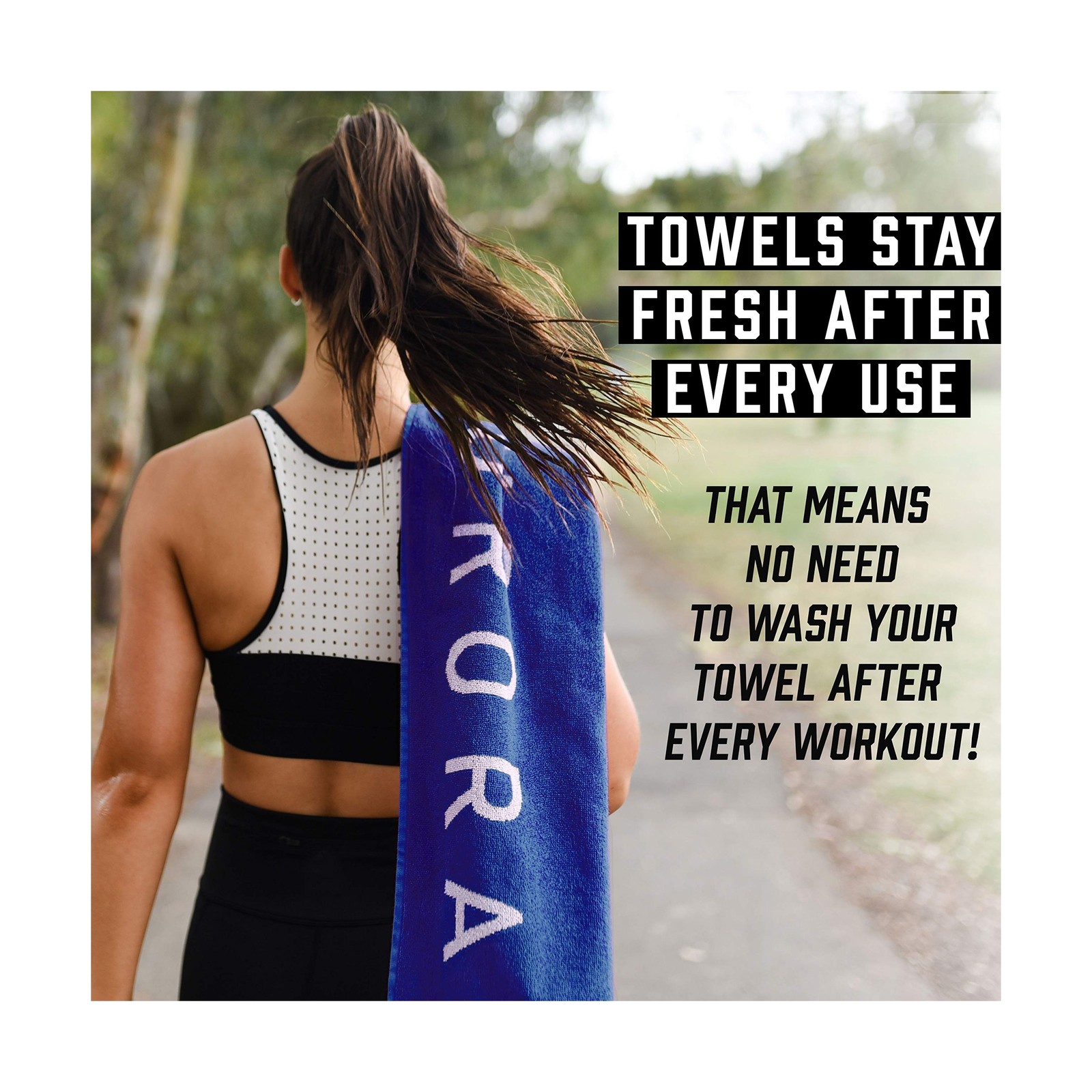 Blue Organic Cotton Gym Towel for Men and Women – Silver Infused Sweat Towels…