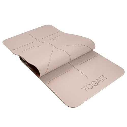 Brown Home Workout Mat with Strap for Women – Alignment Lines