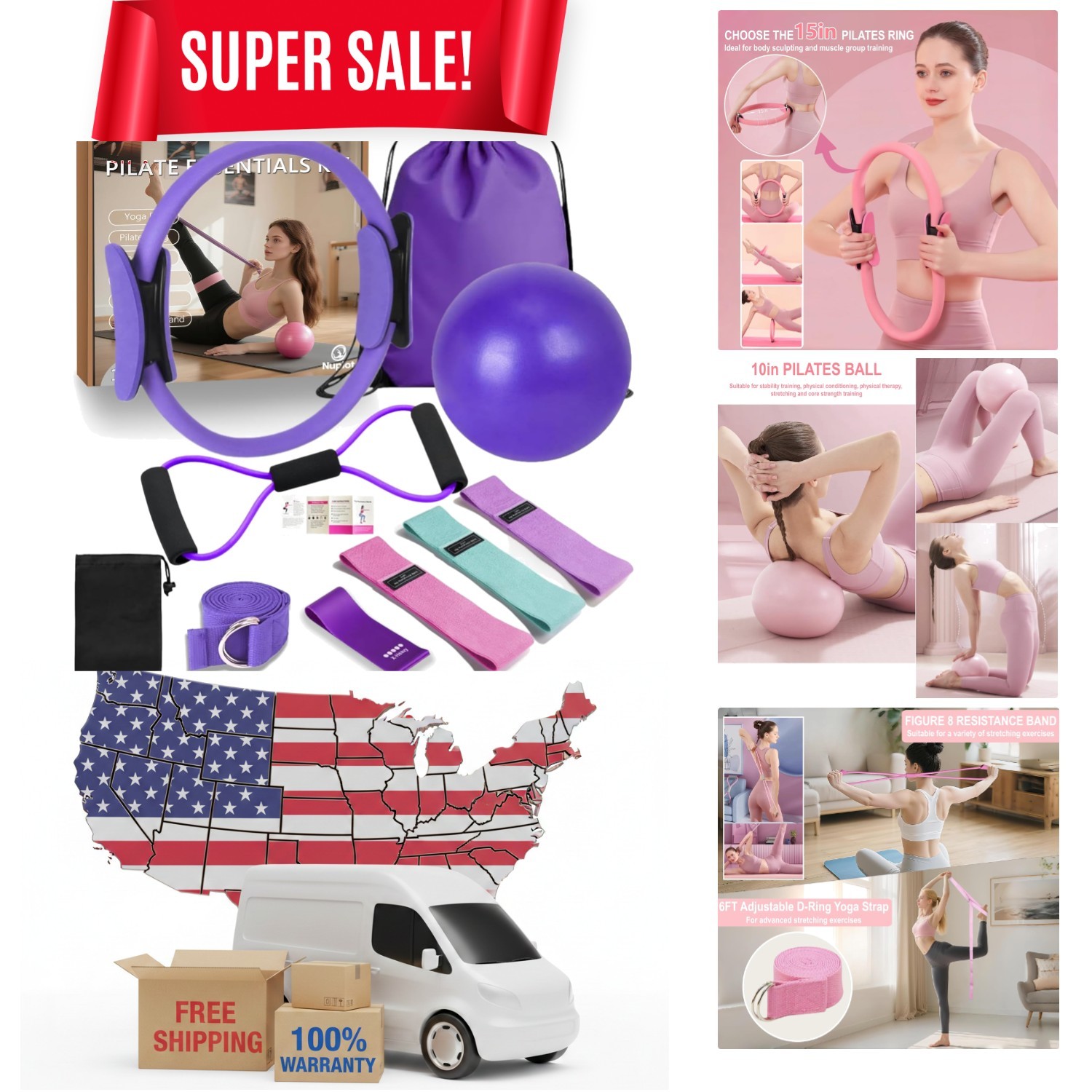 Ultimate Home Pilates Kit for Women – Eco-Friendly with Ring & Resistance Bands