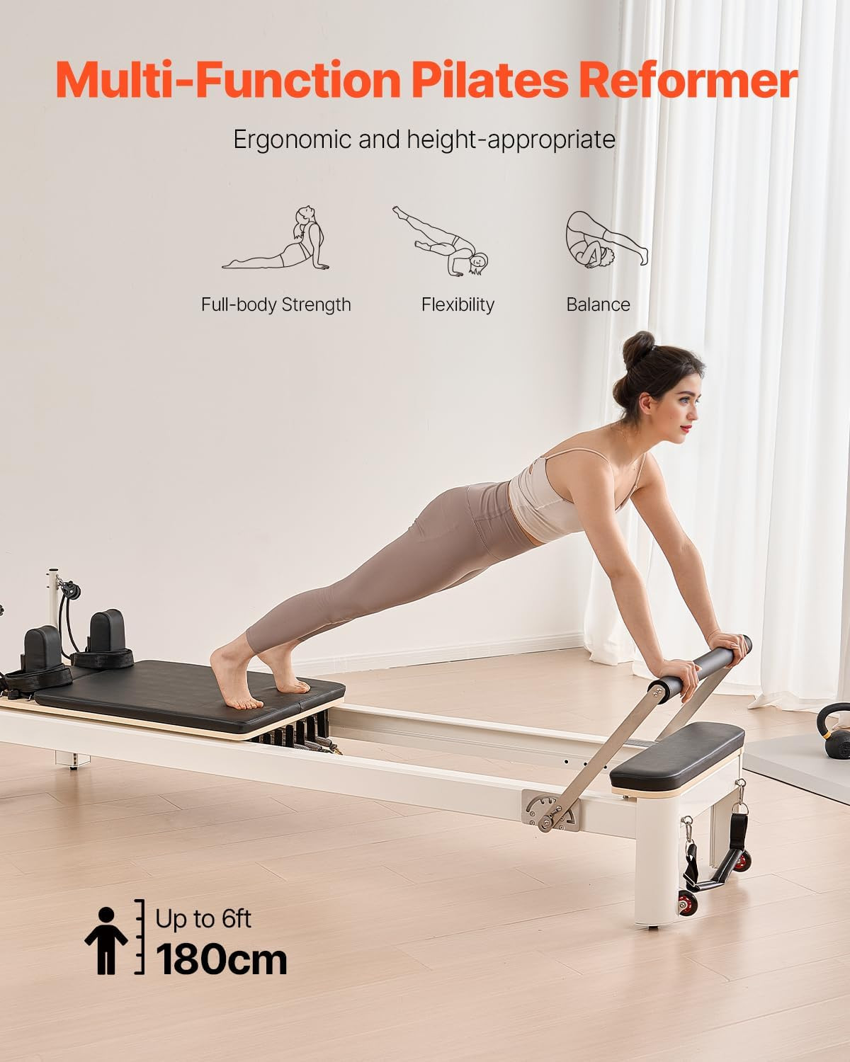 92&Prime; Pilates Reformer Machine with Jump Board & Accessories for Home & Studio