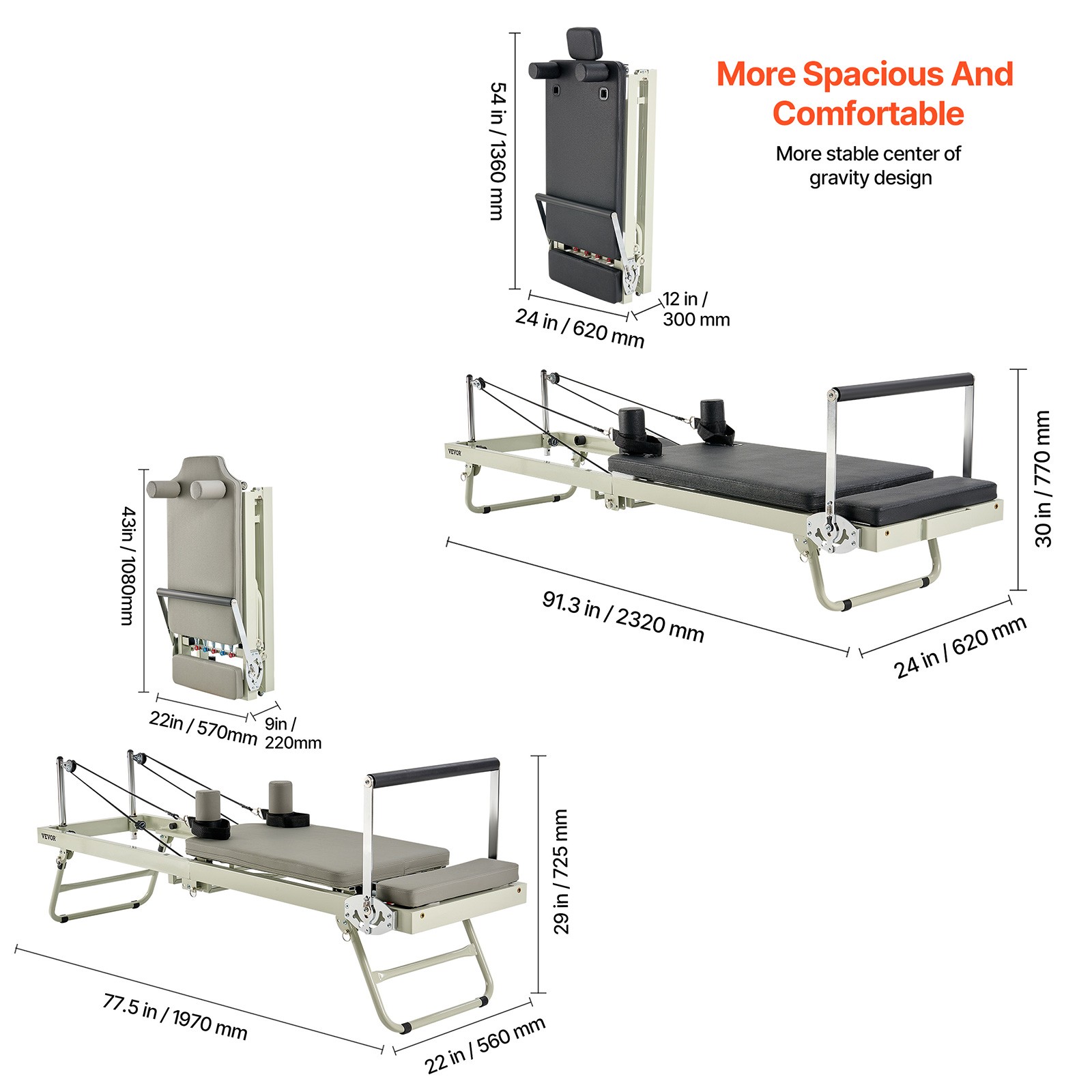 Uimoso Foldable Pilates Reformer for Home Workouts with Adjustable Resistance