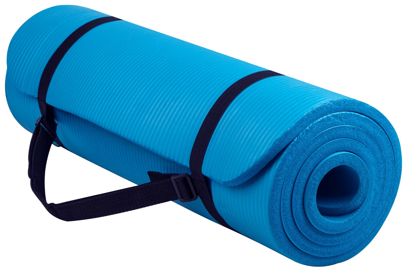 Blue All Purpose Exercise Mat Thick Non Slip Gym Yoga Pilates Fitness Bag Strap