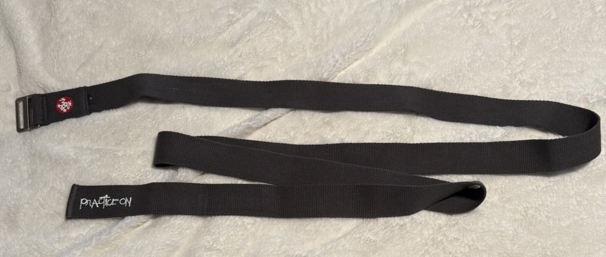 Practice On Yoga Strap – 8’ Gray Stretch Strap with Metal D-Ring Buckle