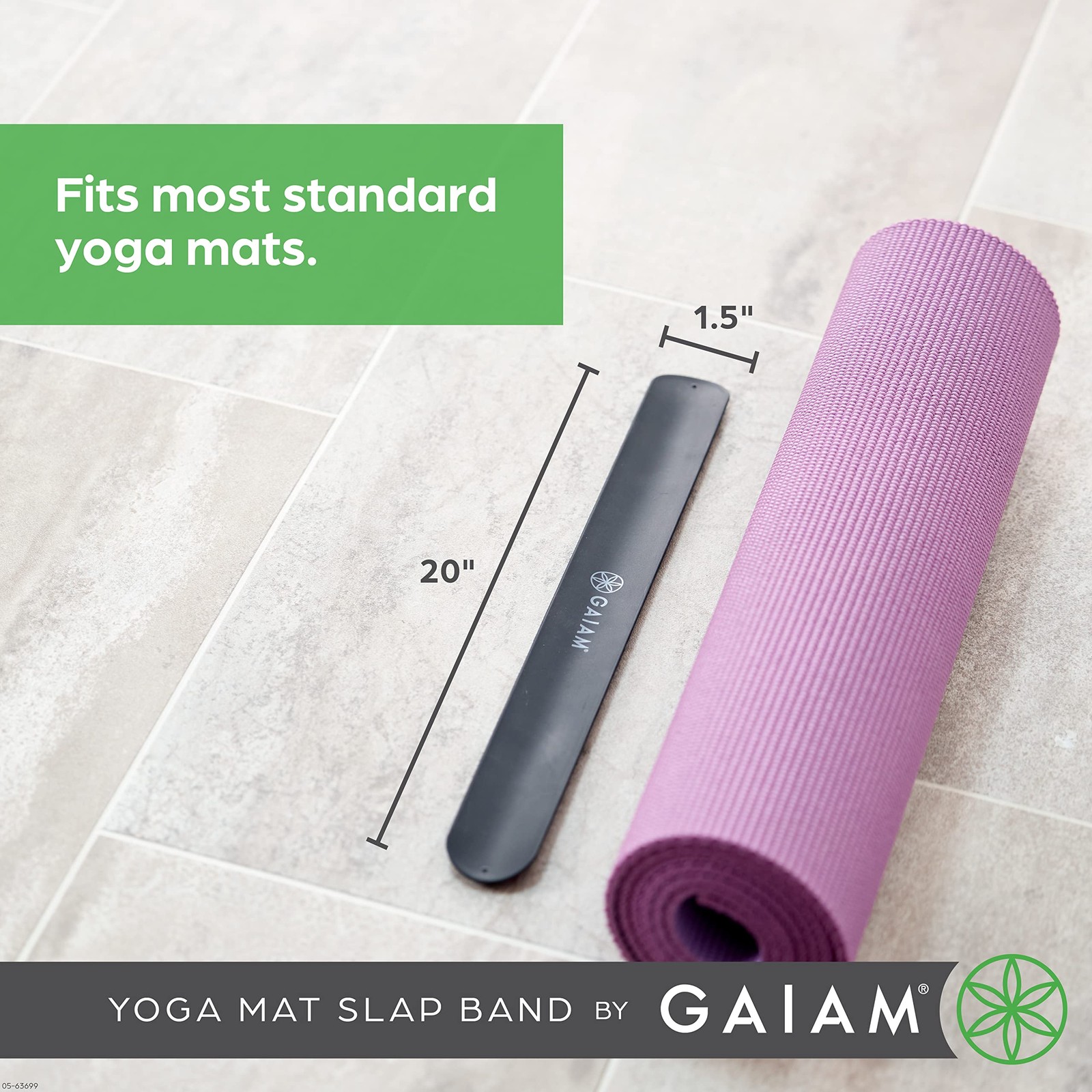 Gaiam Yoga Mat Strap Slap Band – Keeps Your Mat Tightly Rolled and Secure with