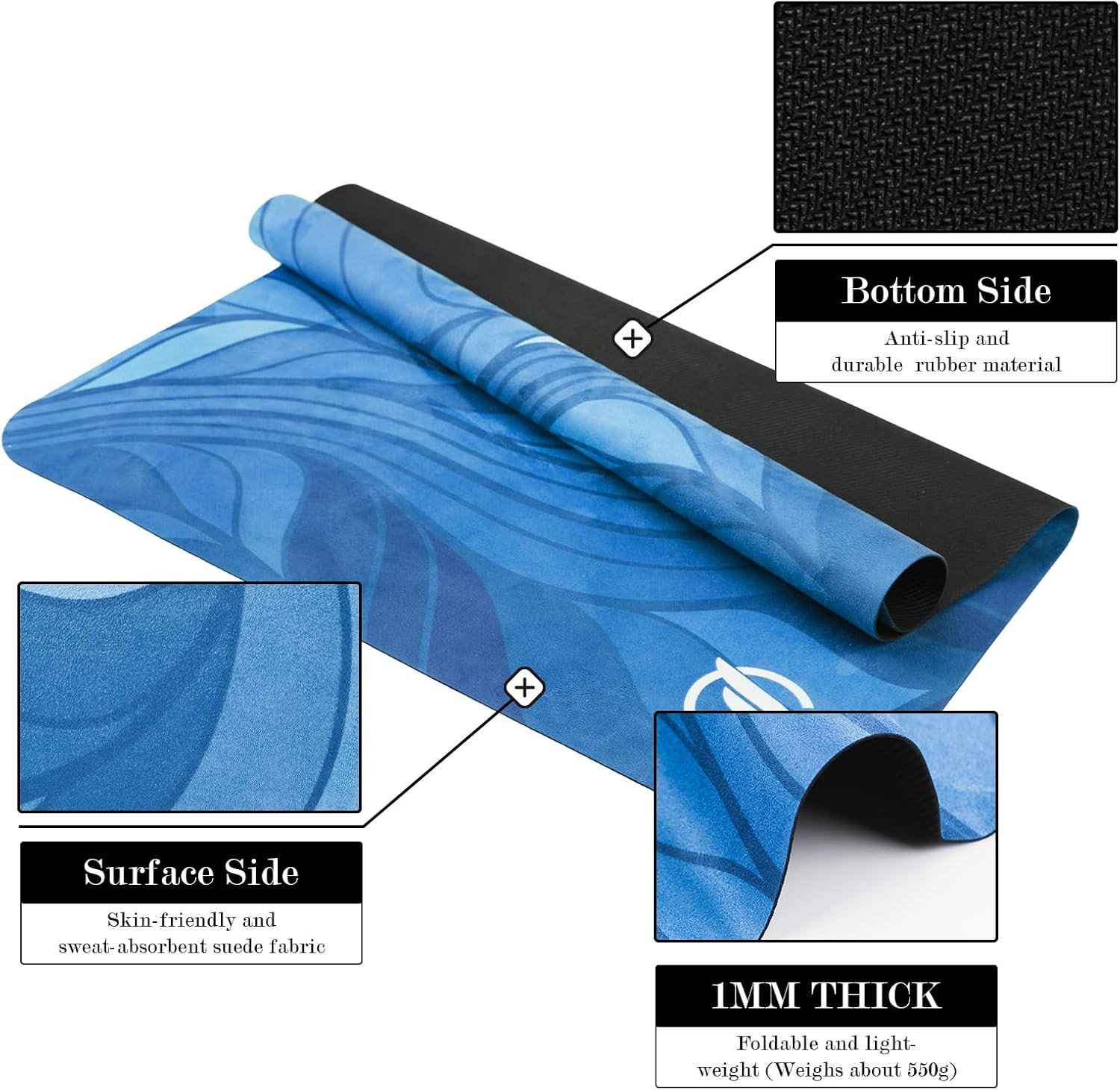 Lightweight Foldable Non-Slip Pilates Reformer Mat for Gym Fitness, Blue