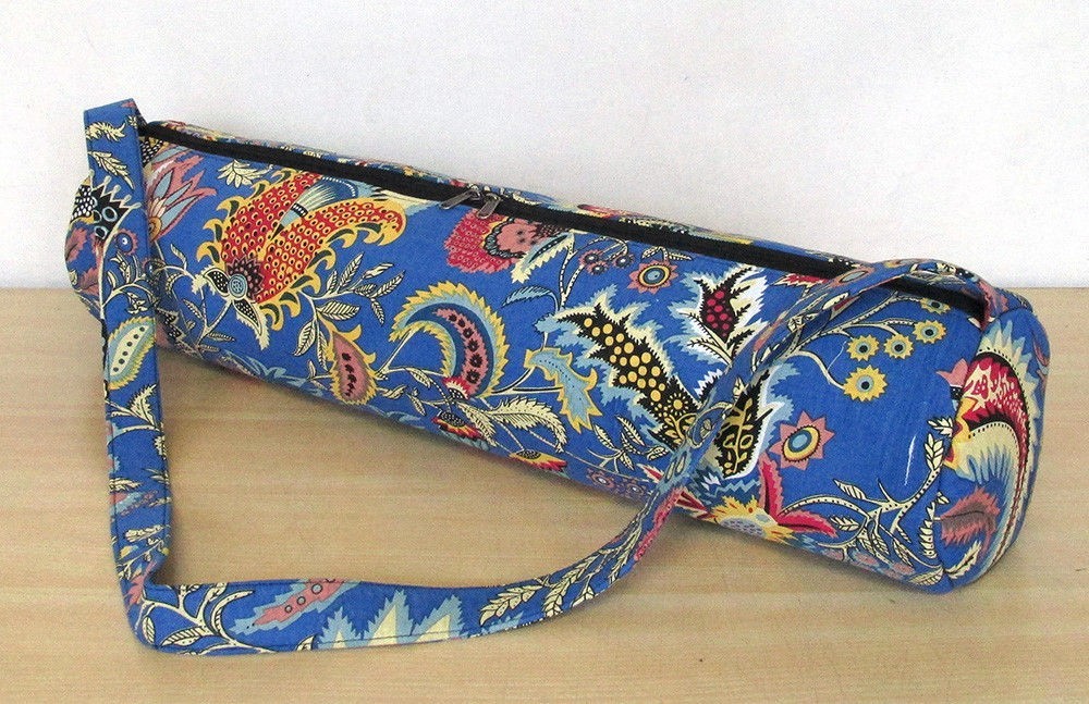 Indian Blue Mukut Yoga Mat Carrier Bag Mandala Large Shoulder Strap