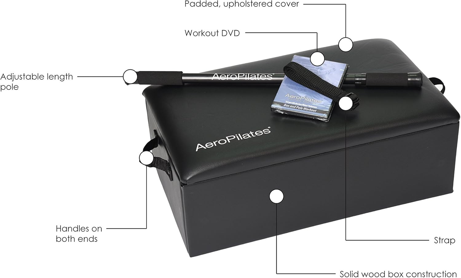 Aeropilates Box & Pole – Pilates Reformer Accessory for Strength, Balance & Flex