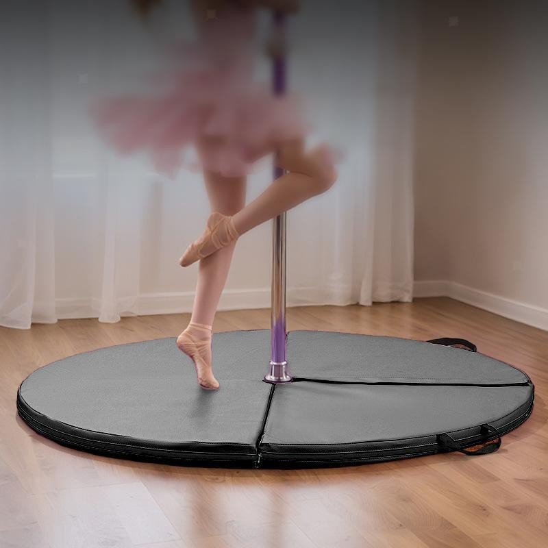 Folding Pole Dance Mat Black Convenient Equipment Lightweight PU Cover Portable