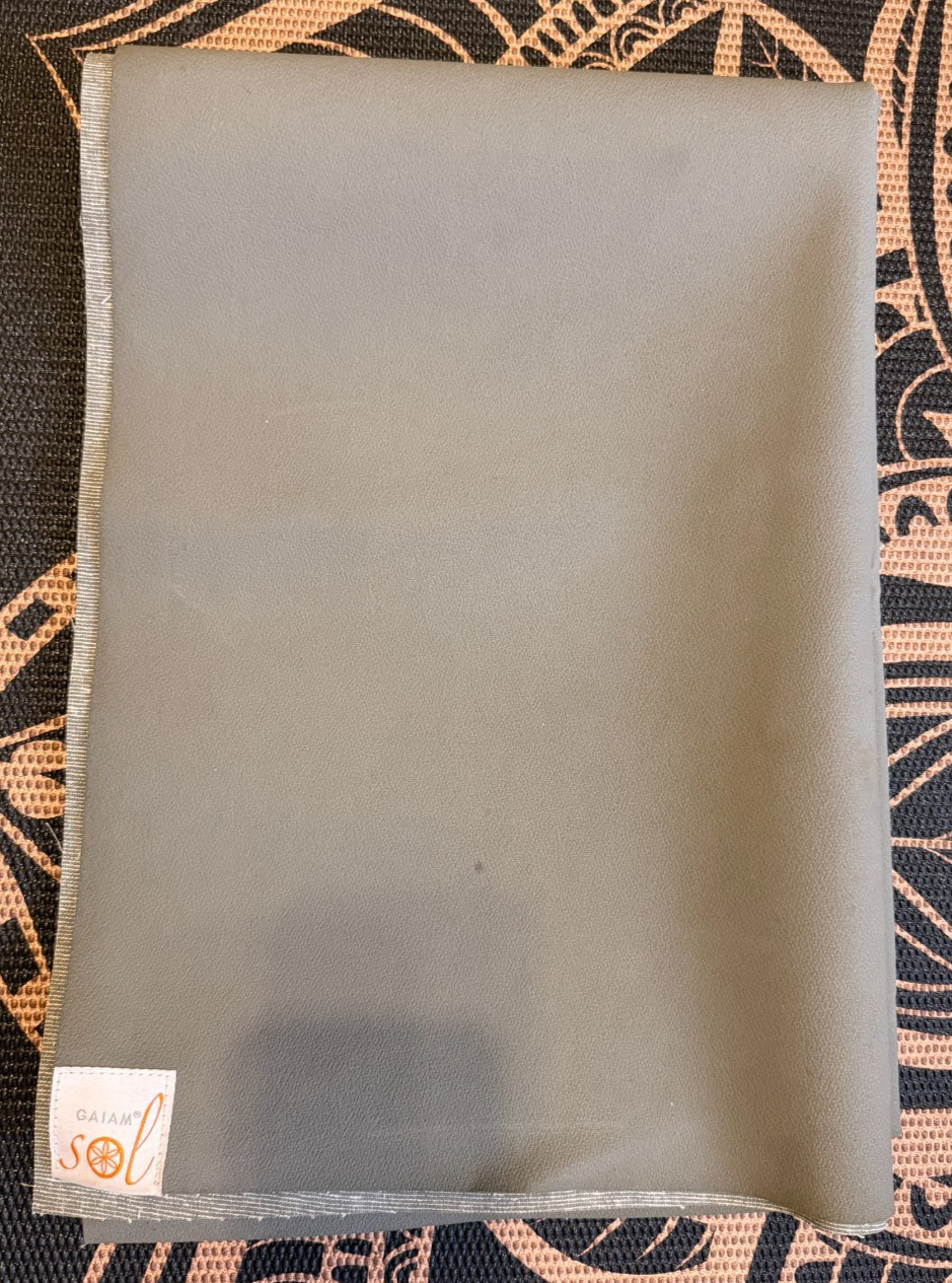 Gaiam Sol Thin-Grip Yoga Mat: Slate, 1mm, Foldable for Travel, Hot Yoga