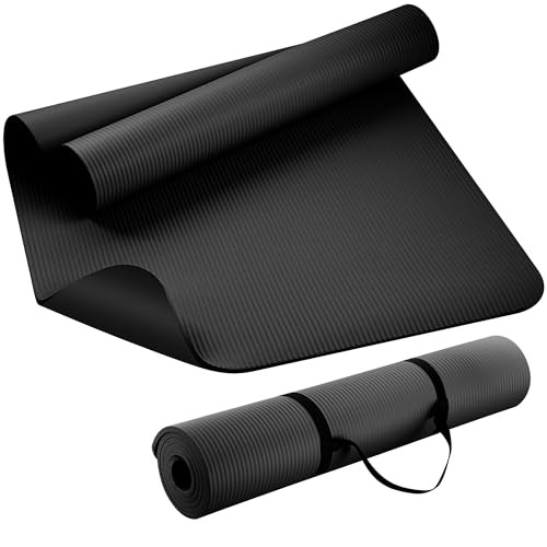 Extra Thick NBR Yoga Mat for Women & Men, 10mm Thick, 72”x24”x10mm Black