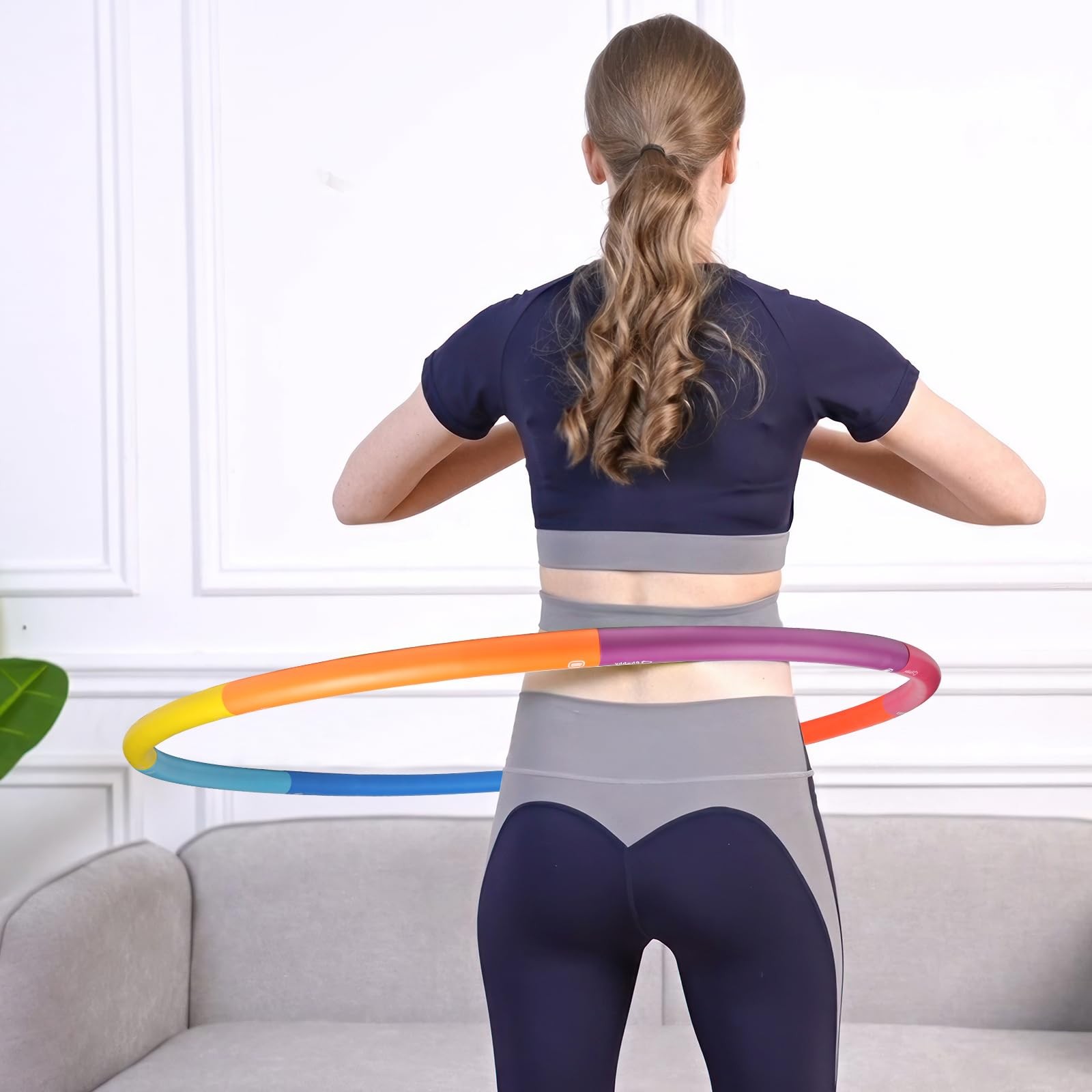 Weighted Exercise Hoop for Adults, 2.2lbs Adjustable Fitness Hoop, 8 Detachab…
