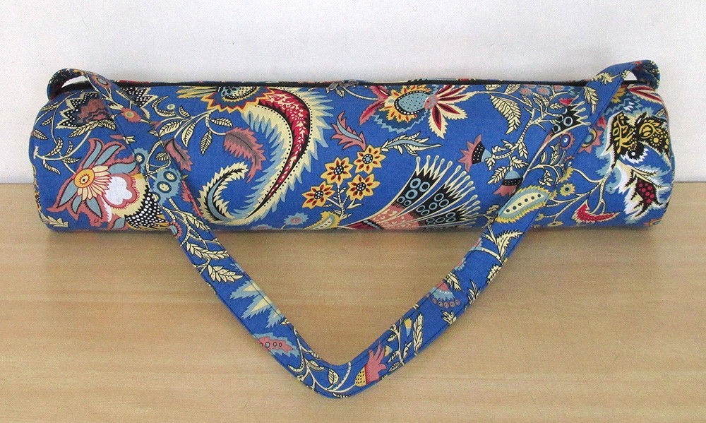 Indian Blue Mukut Yoga Mat Carrier Bag Mandala Large Shoulder Strap