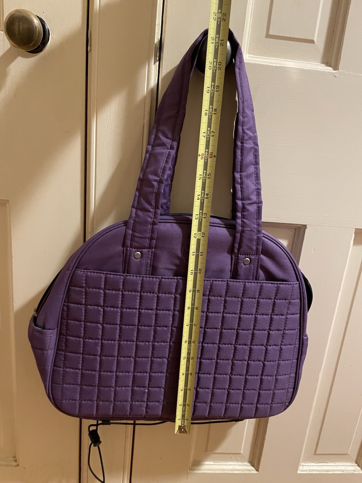 Gaiam Yoga Gym Bag Purple with Elastic Mat Holder On Bottom 15&Prime;x12&Prime;x6&Prime; Pockets