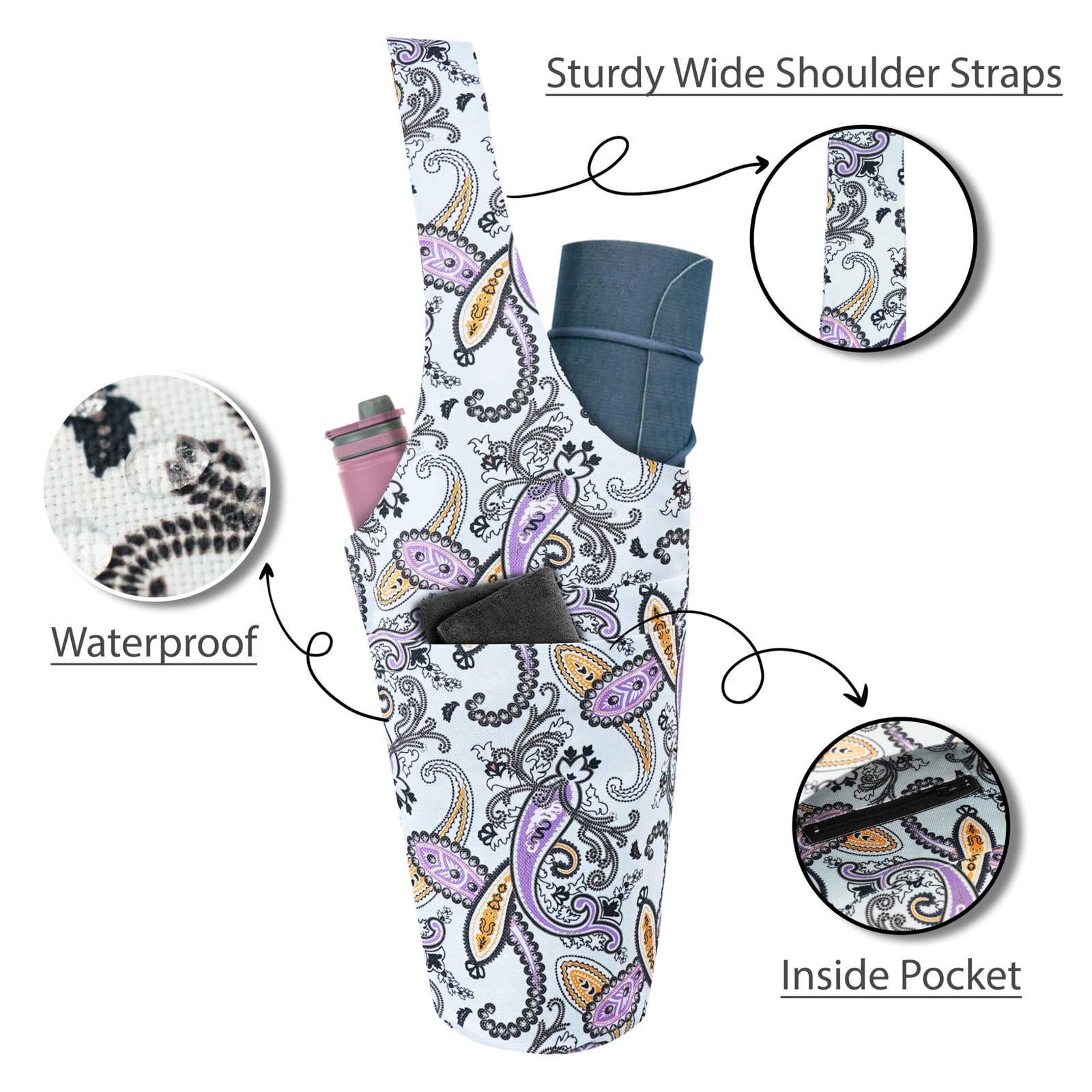 Yoga Mat Bag Yoga Tote Bag Large Pocket Zipper Carrier Fits Most Mats