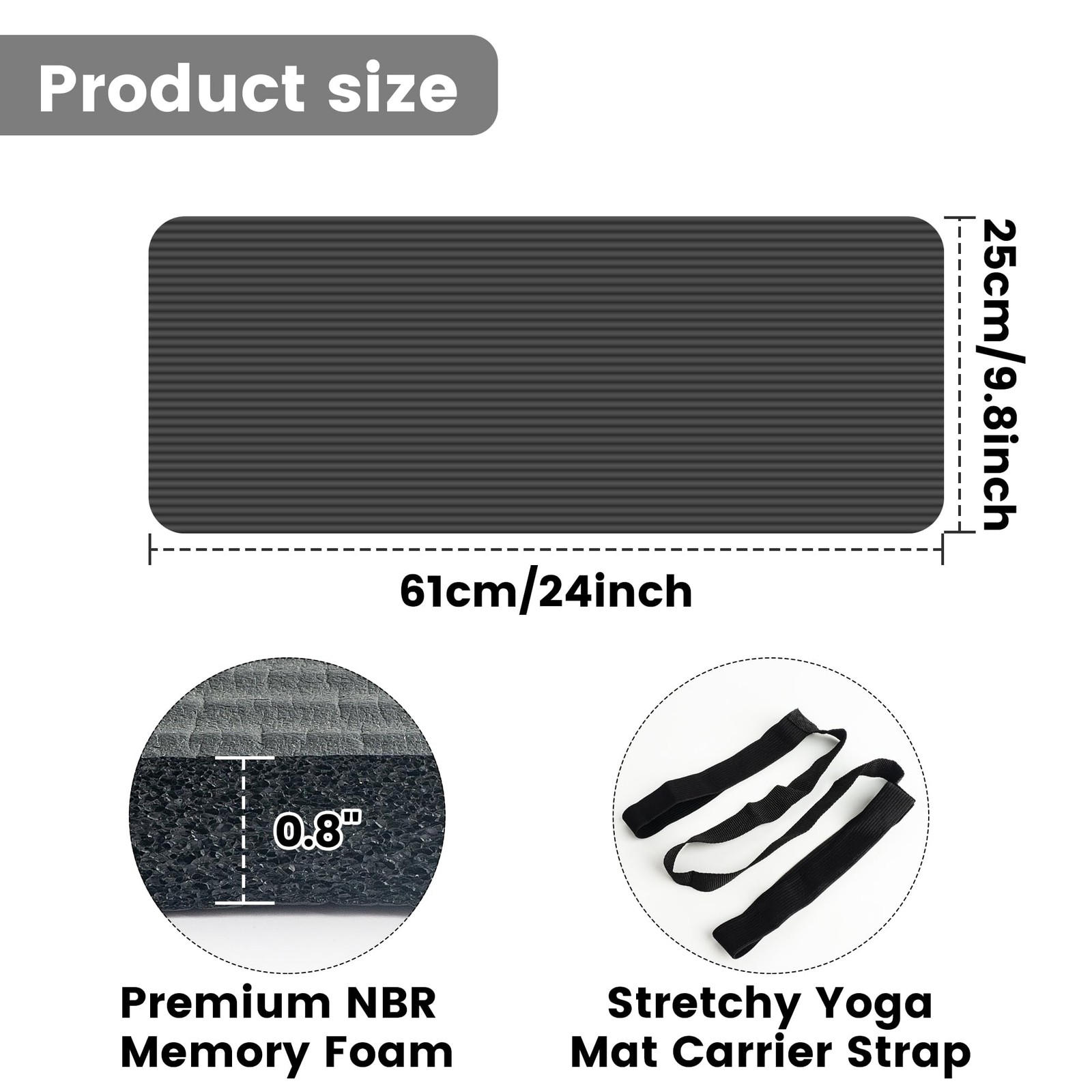 HASSLICKIT Yoga Knee Pad Cushion, 24 x 9.8 x 0.8 in Thick Mini Yoga Mat, Odor…