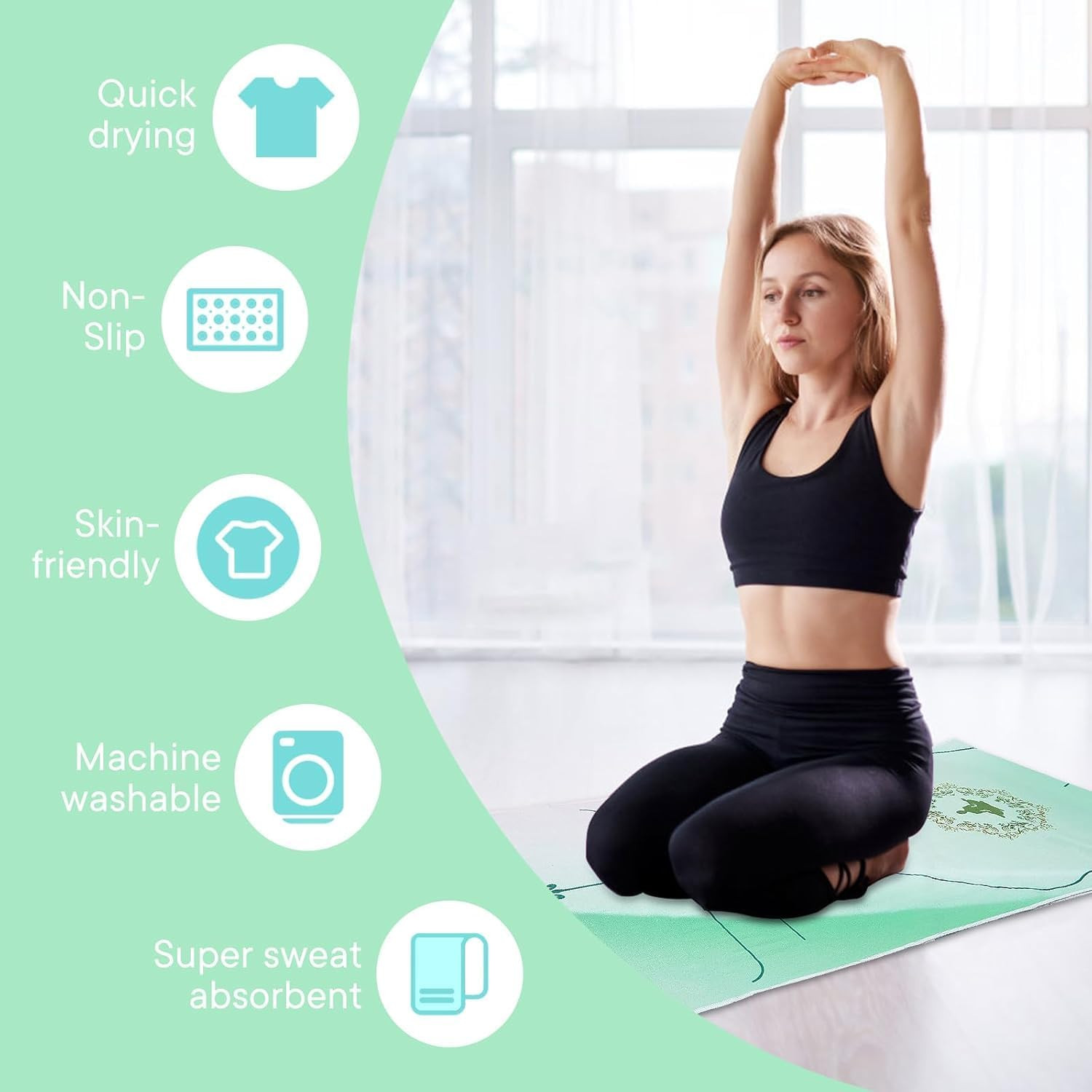 Yoga Towels, Non Slip Hot Yoga Mat Towel with Grip Dots,Super-Absorbent Soft Mic