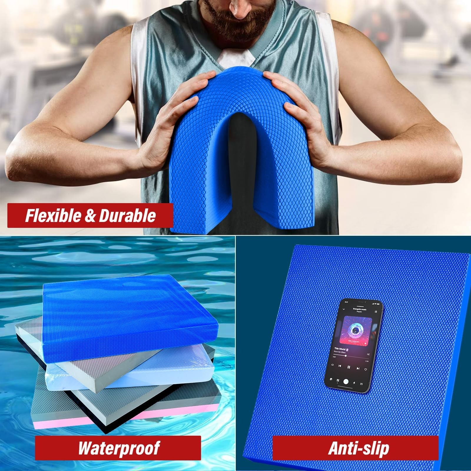Balance Pad- Foam Balance Pad for Workout, Non-Slip & Water-Resistant Stabili…