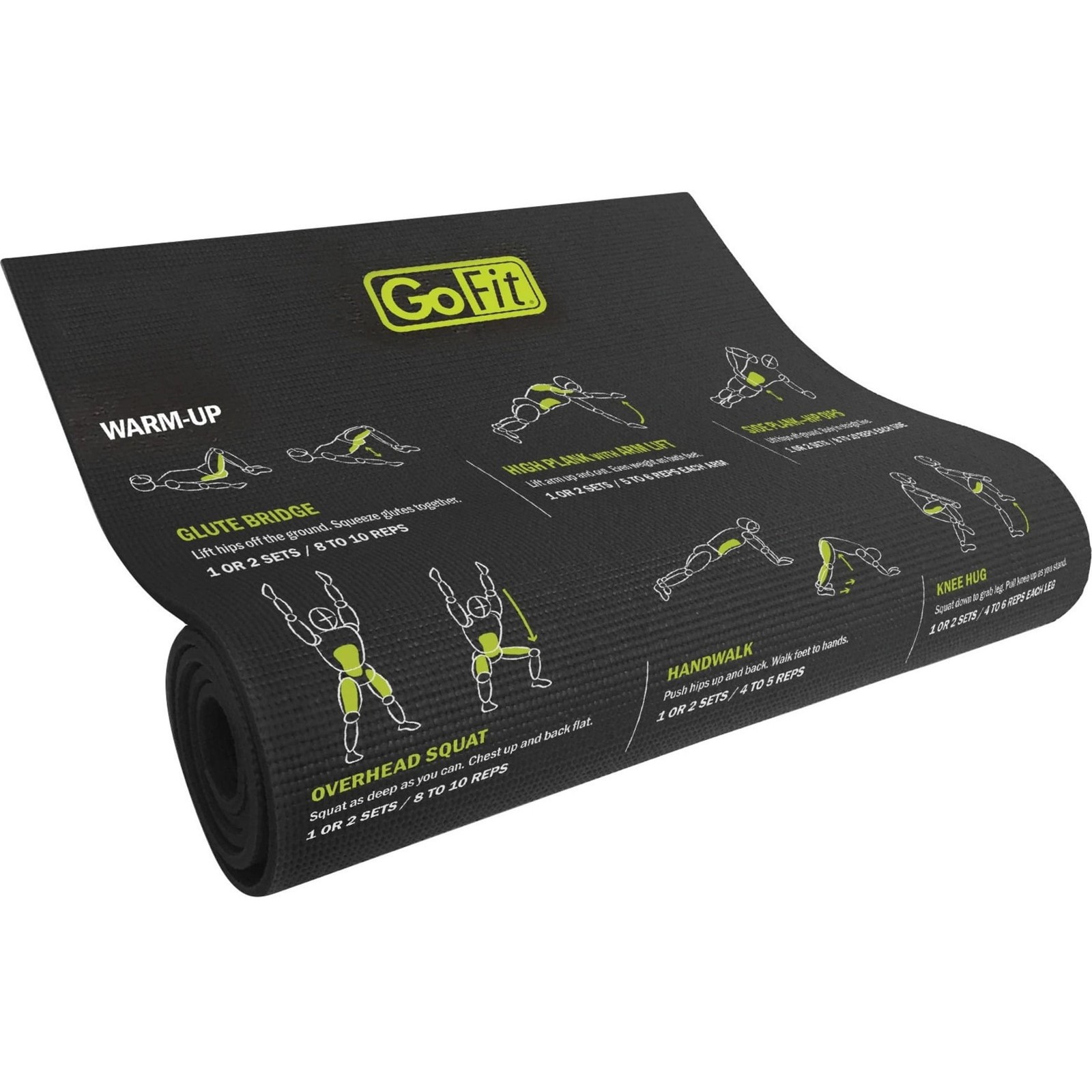 GoFit Black 7 mm Double-Thick Guide Mat with Printed Exercises