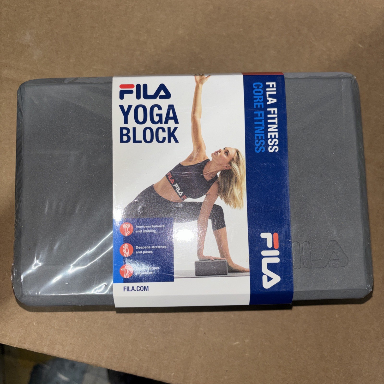 FILA Foam Yoga Exercise Block Solid Gray 9&Prime; X 6&Prime; X 4&Prime;