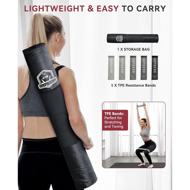 XL TPE Yoga Mat Thick Non Slip Workout Mat W/ Carry Bag Resistance Bands New