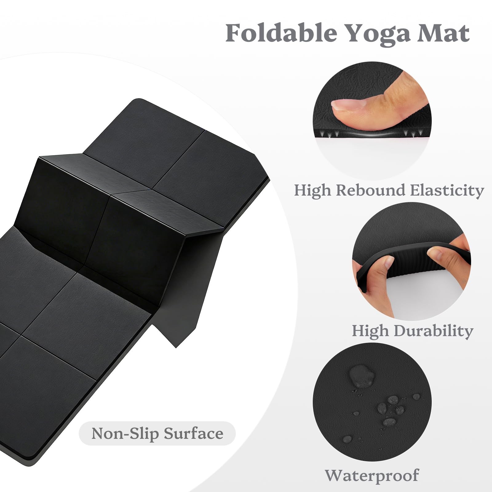 Foldable Yoga Mat Non Slip, Pilates Fitness Mats – 72&Prime; x 24&Prime; x 0.16&Prime; Extra Wi…
