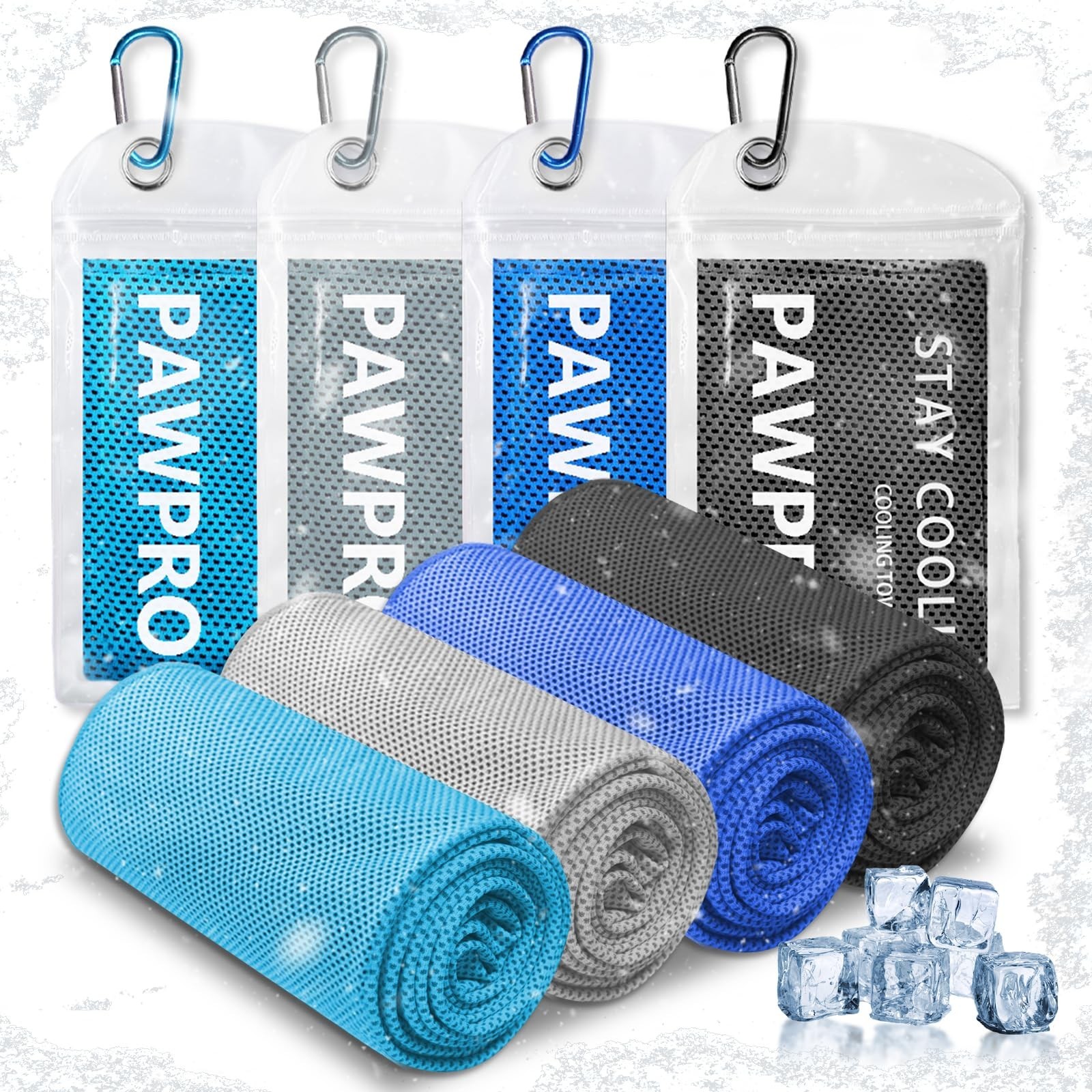 PAWPRO 4 Packs Cooling Towels for Neck and Face, Soft Breathable Gym Towels w…