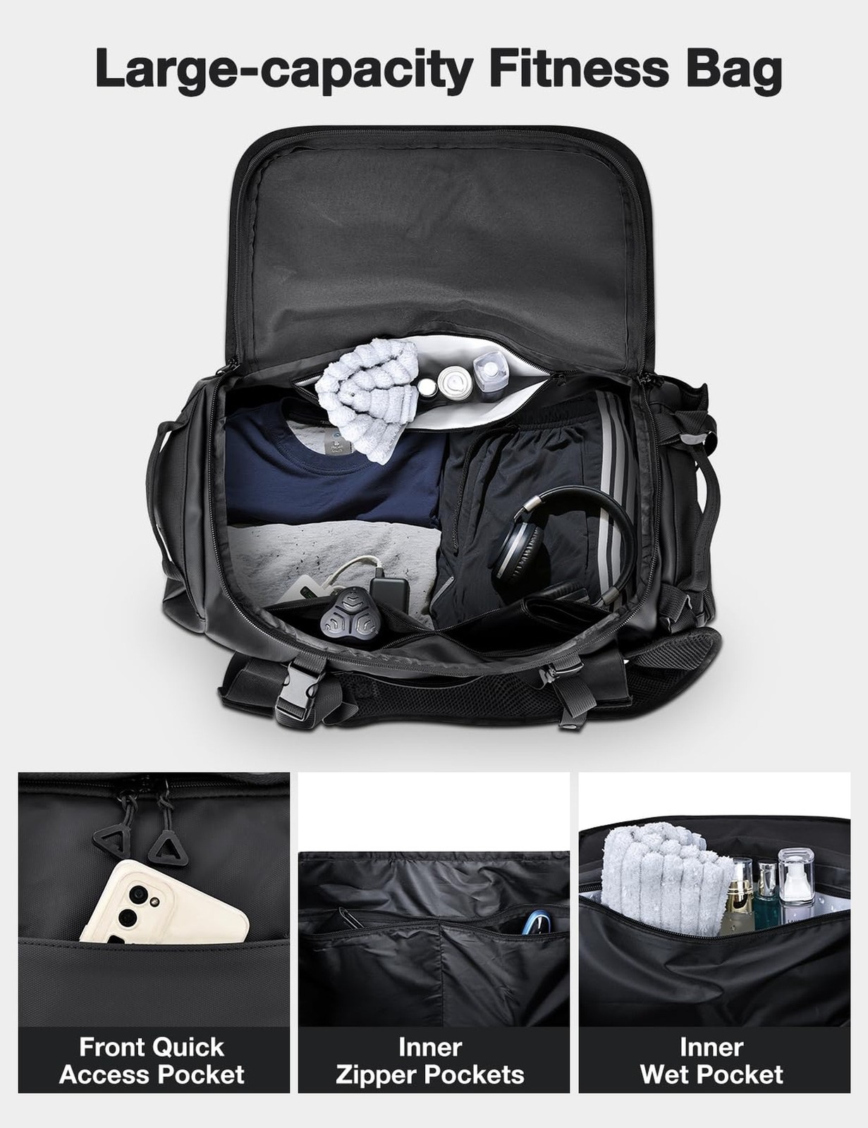 Gym Bag for Men Convertible Large-Capacity Gym Backpack, Water-Resistant Trav…