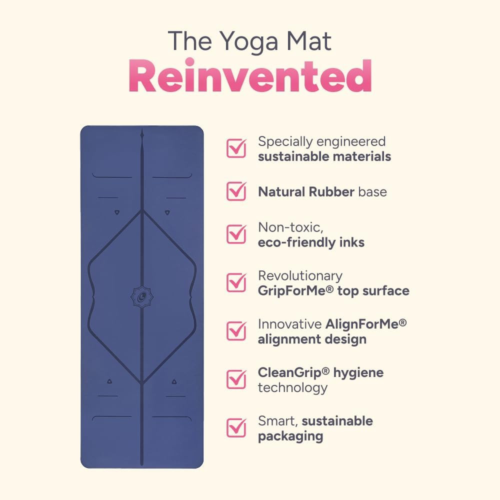Original Yoga Mat – Free Yoga Bag Included – Patented Alignment System, Warrior-