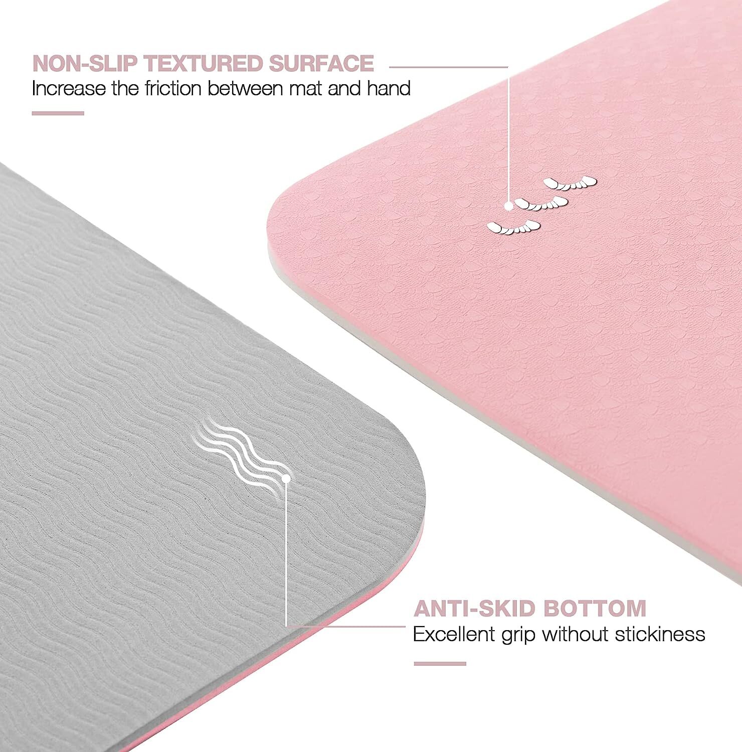 Anti-Tear 1/4&Prime; Thick Yoga Mat Non Slip w/ Carrying Sling & Storage Bag- Workout