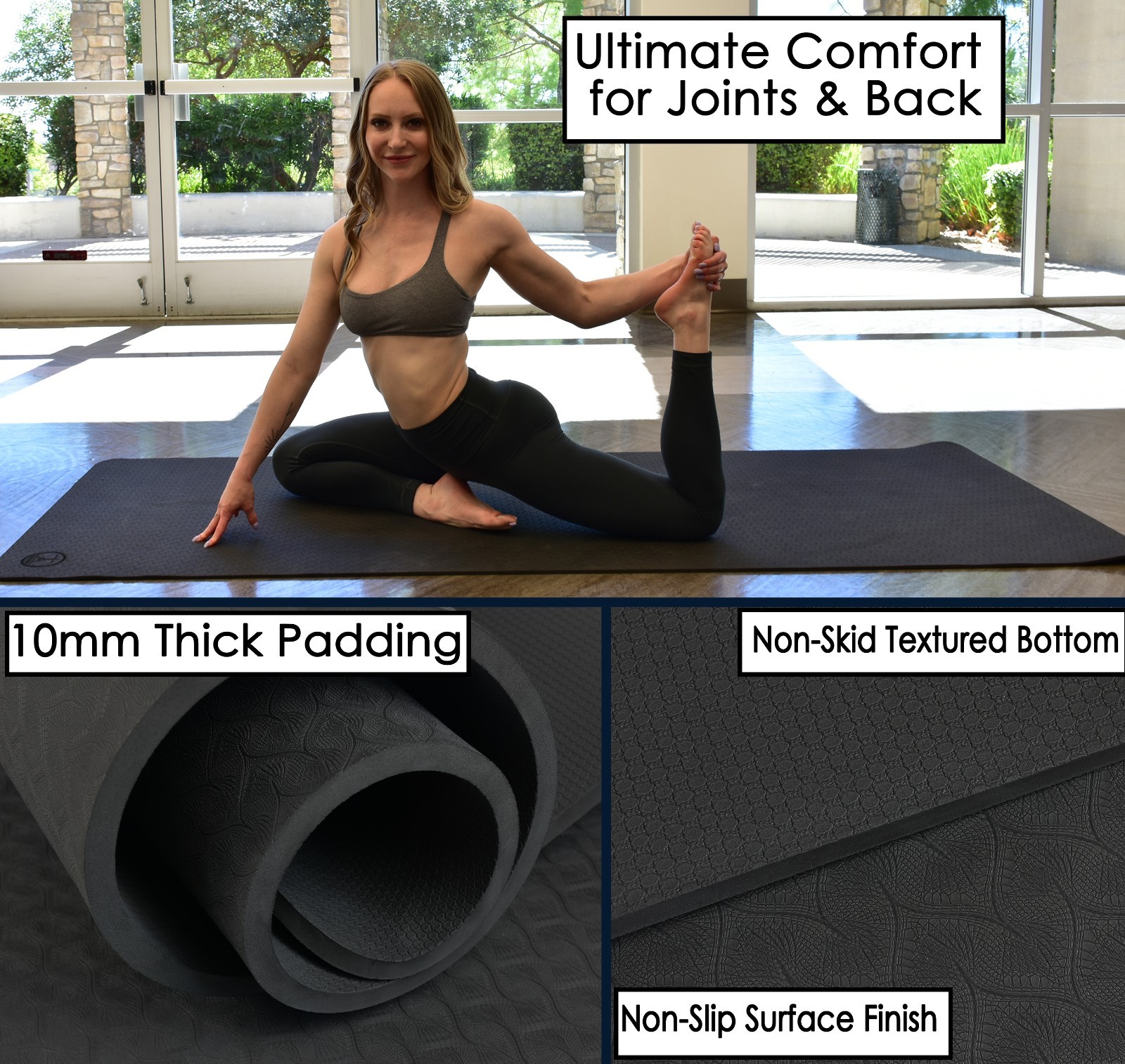 Tatago Large Yoga Mat Thick & Long for Home Workout. 84×30 (1/2 in) Exercise Mat
