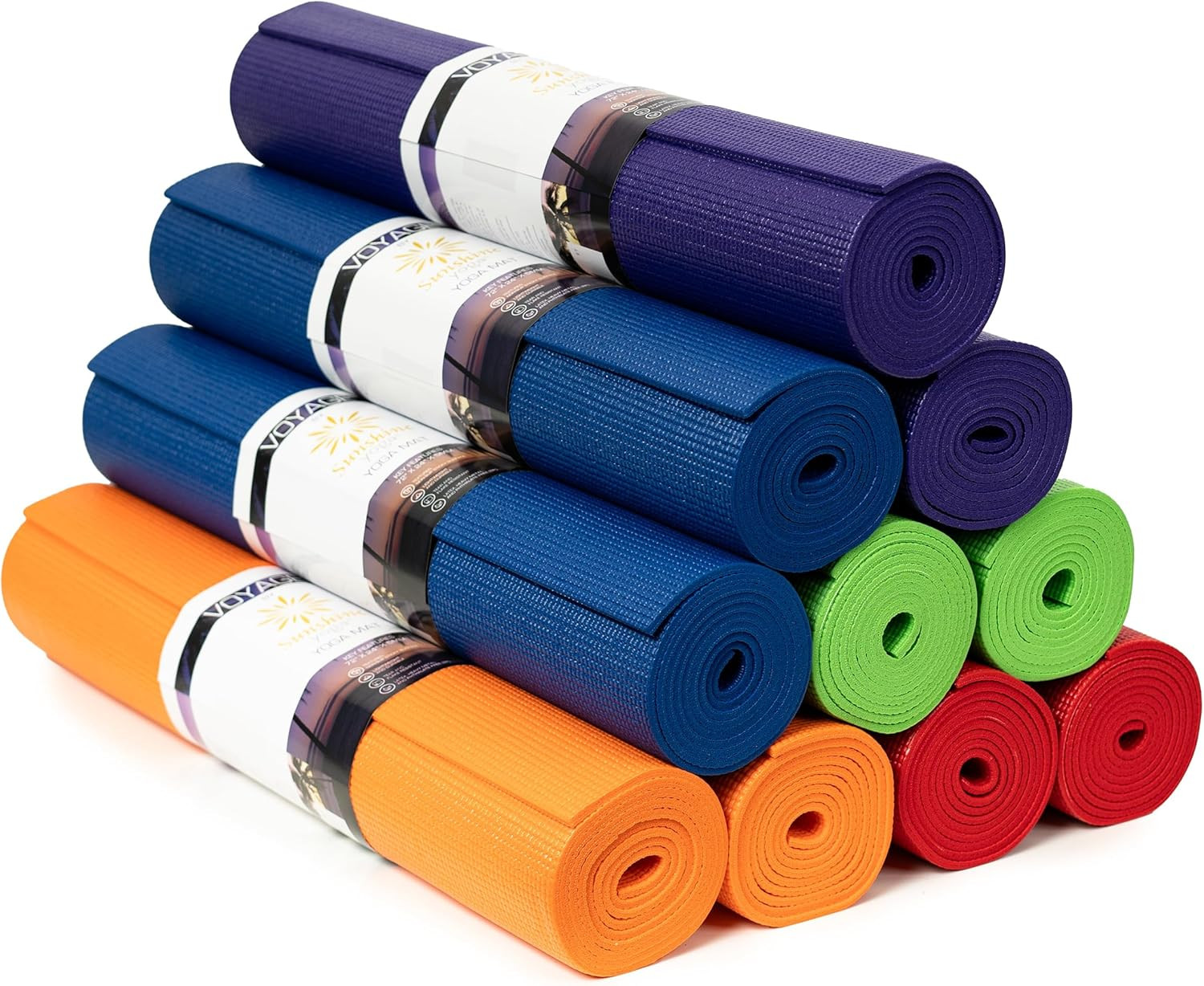Voyage Yoga Mat, 10 Pack, 72&Prime; X 24&Prime; Professional Studio and Gym Bulk Yoga Mats,