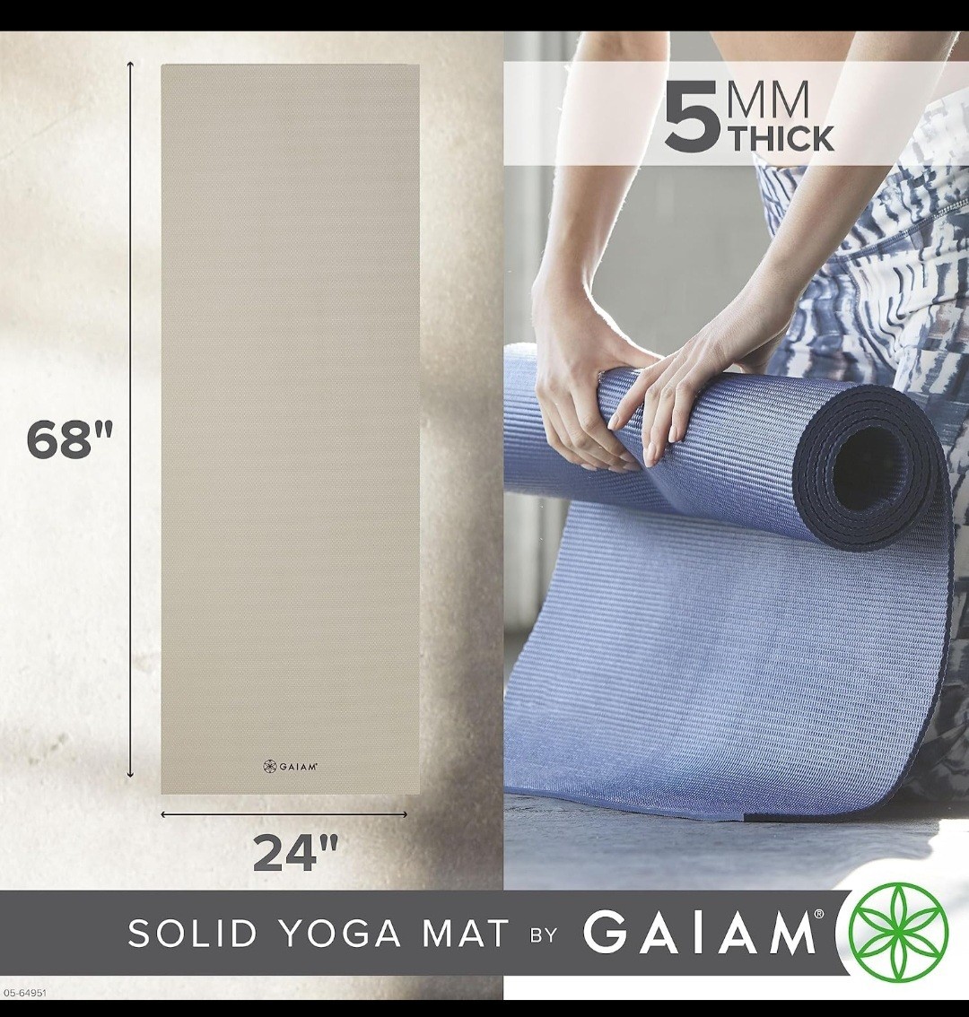 Gaiam Thick Yoga Mat Non Slip Fitness Pilates Workout Mat (7457-0280)