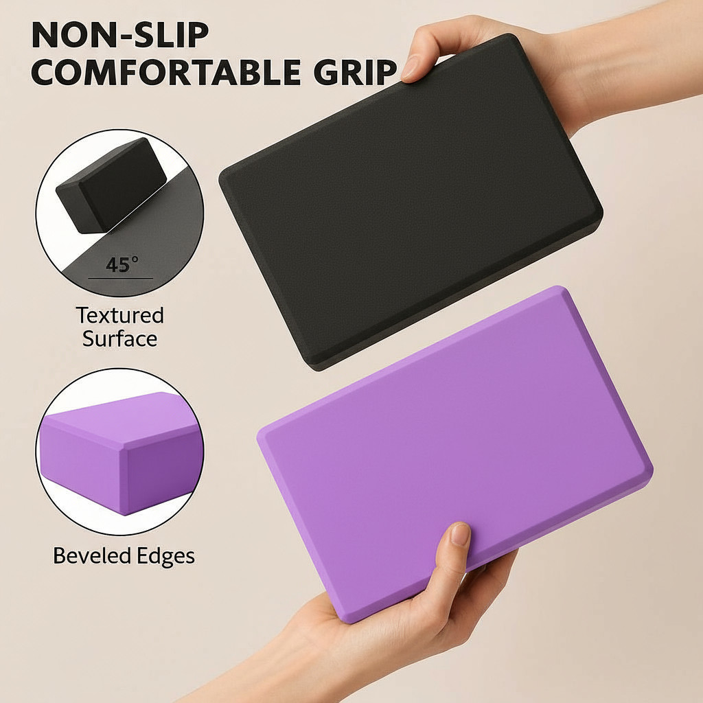 Yoga Blocks 2-Pack – High Density Foam Yoga Bricks for Balance & Stretching