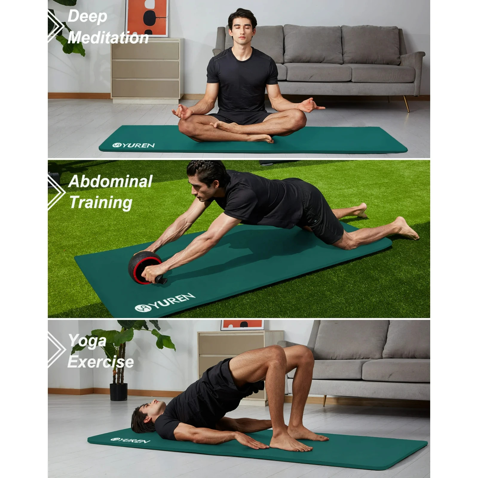 Thick Yoga Mat 15mm NBR 78&Prime;x35&Prime; Wide Exercise Workout Mats