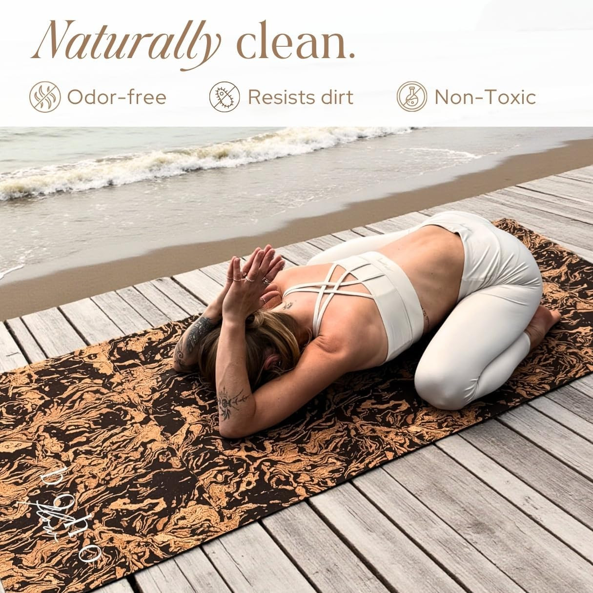 Premium Eco-Friendly Cork Yoga Mat with Handmade Boho Bag – Gold or Coffee