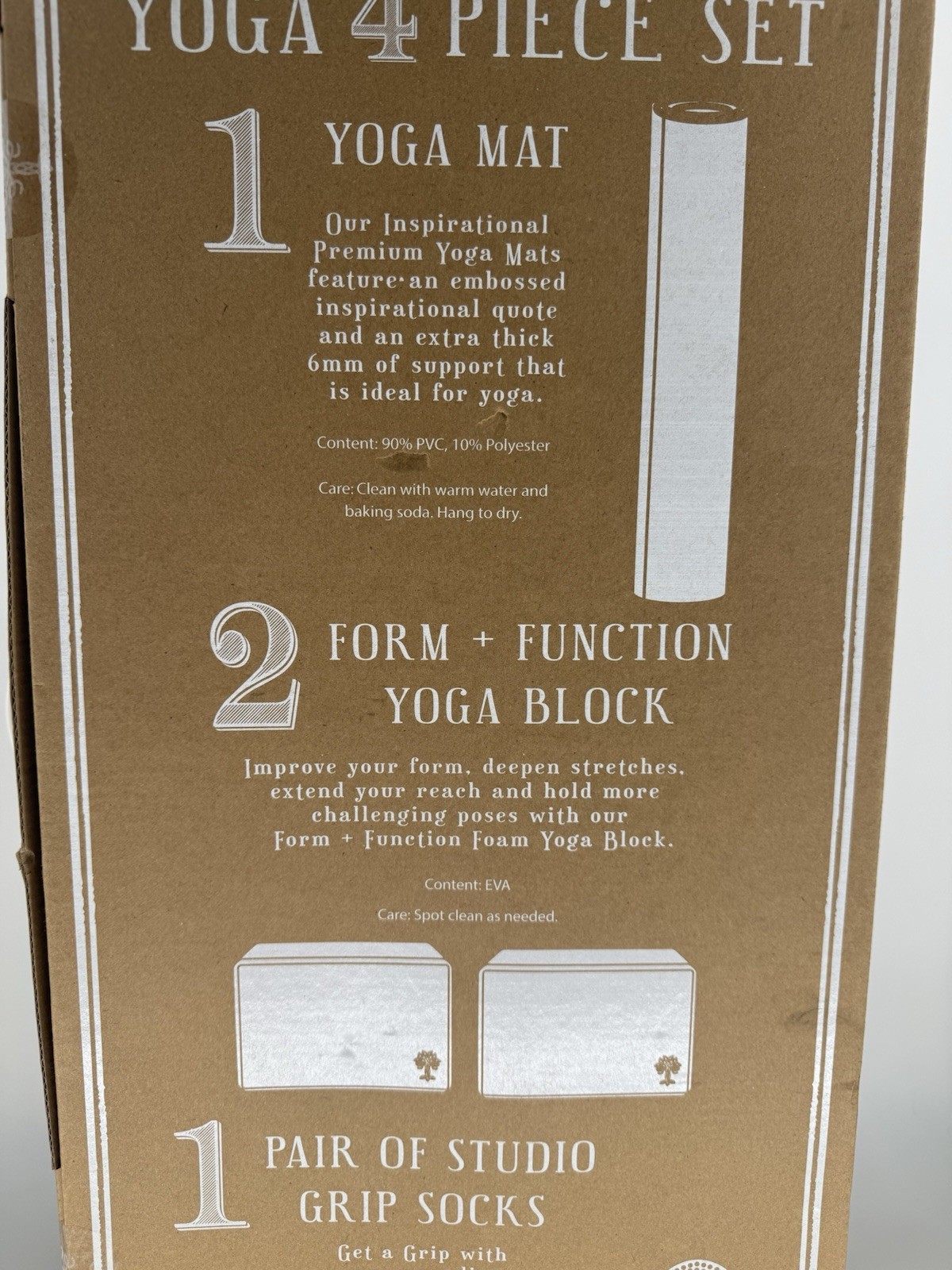 Yoga 4 Piece Set New. Oak And Reed . Mat , Blocks, Socks, Blue