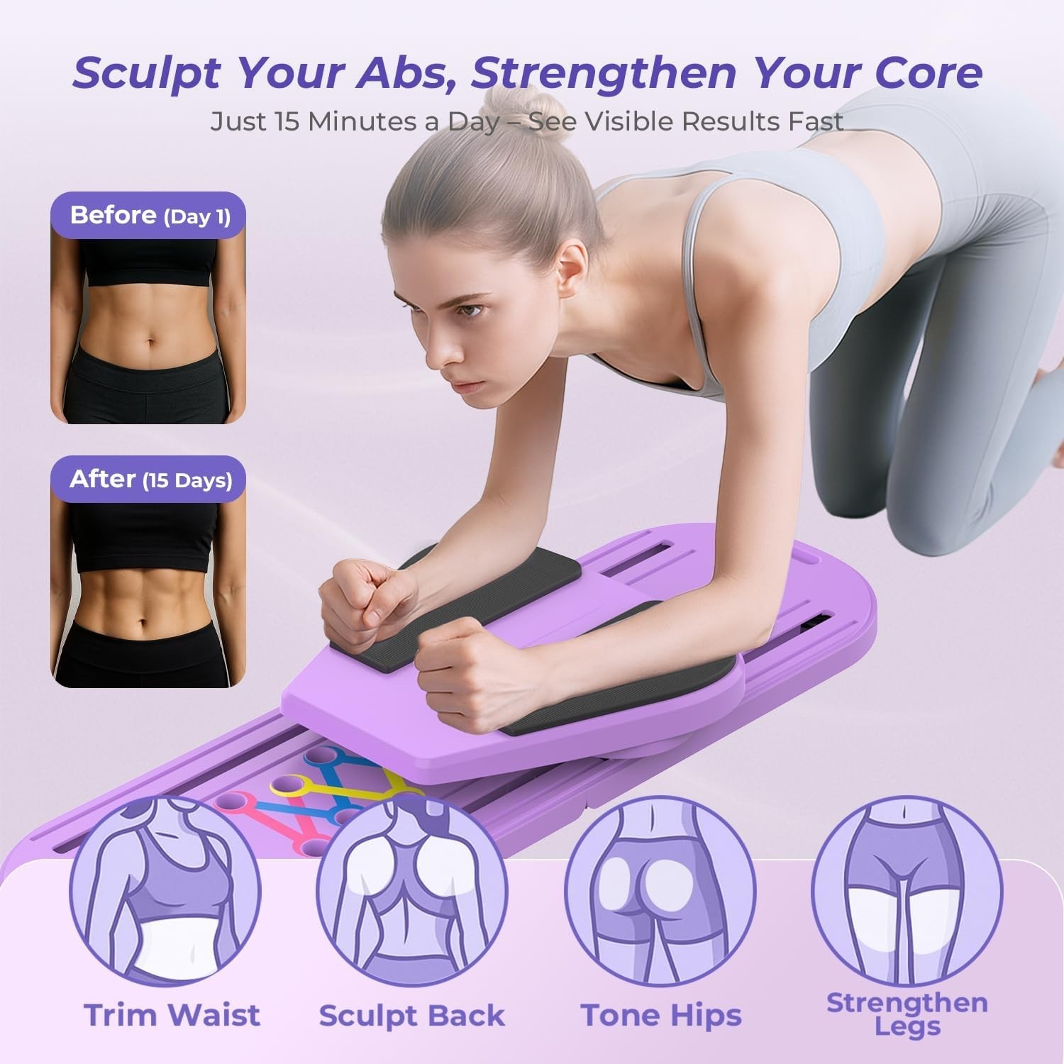 Pilates Reformer Board – 5-in-1 Foldable Pilates Machine for Home Workout