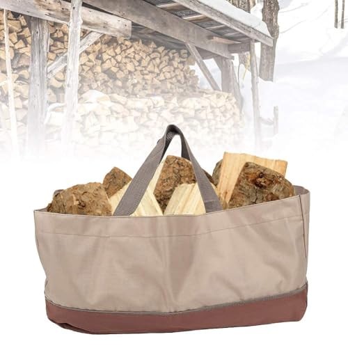 Firewood Bag Carrier, Firewood Bags with Handles Portable Foldable Large