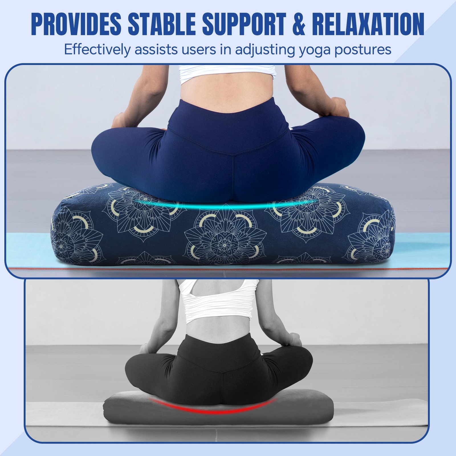 MABOZOO Yoga Bolster Pillow, Rectangular Yoga Bolster for Restorative & Meditati