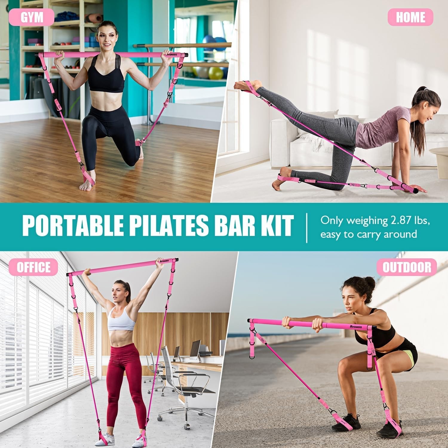 Portable Pilates Bar Kit – Non-slip Grip & Resistance Bands for Complete Fitness